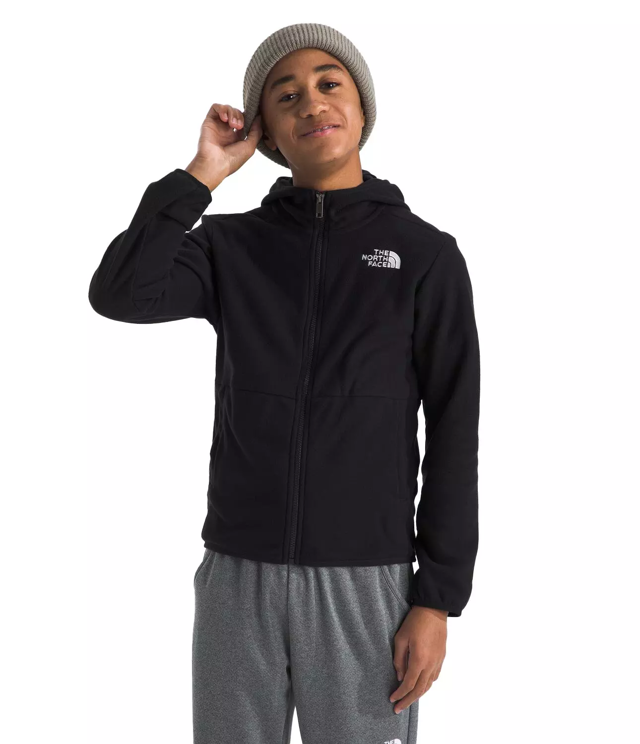 The North Face Big Kids' Glacier Full-Zip Hooded Jacket -Black - BLACK