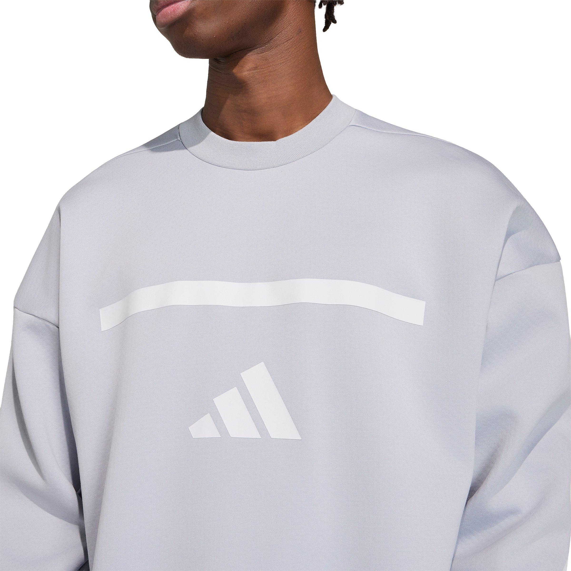 adidas Men's New Z.N.E. Sweatshirt - Silver/White - SILVER/WHITE Thumbnail View 3