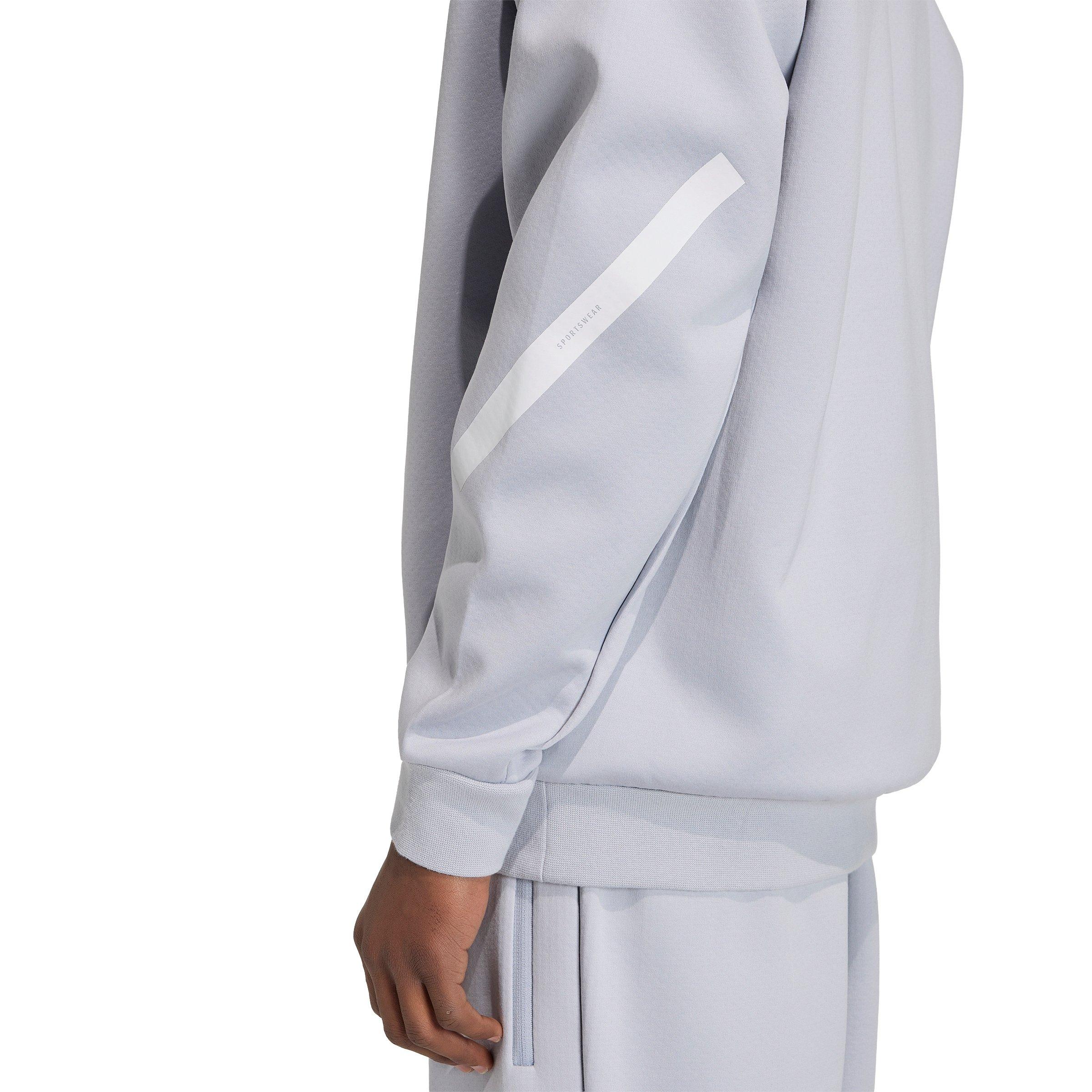 adidas Men's New Z.N.E. Sweatshirt - Silver/White - SILVER/WHITE Thumbnail View 4