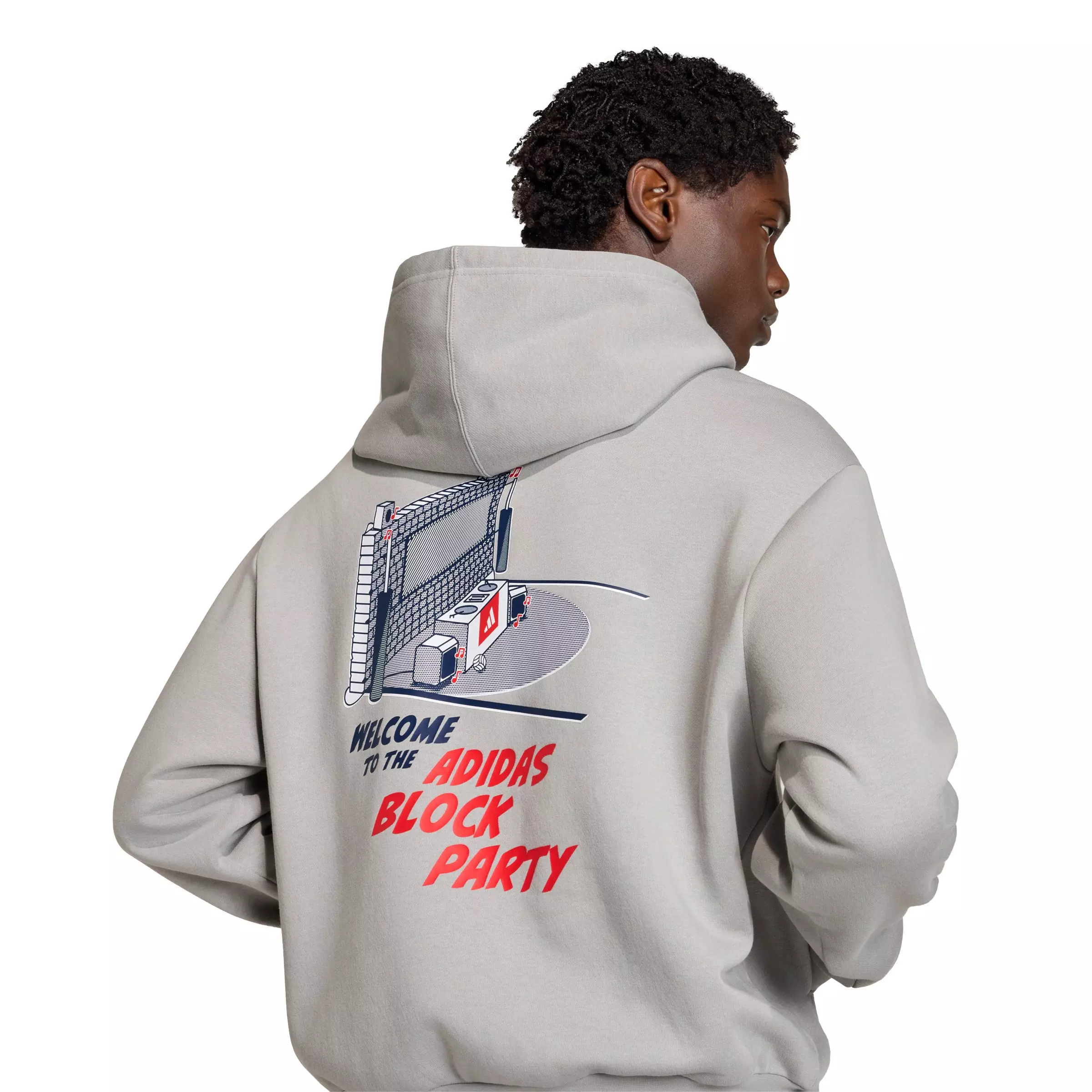 adidas Men's Volleyball Fun Graphic Hoodie - Grey - GREY