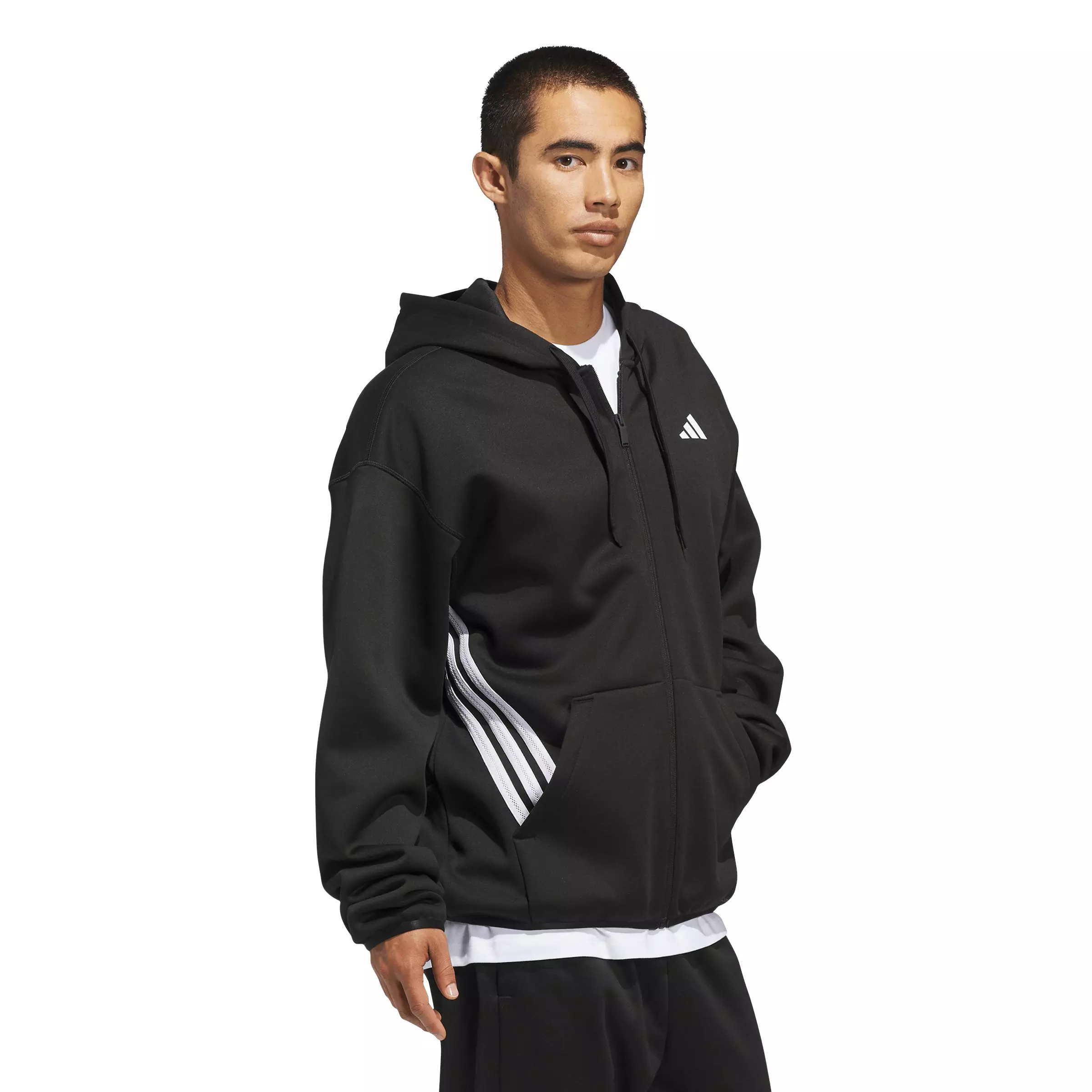 adidas Men's Crazy Warm Full Zip Hooded Jacket - Black/White - BLACK/WHITE