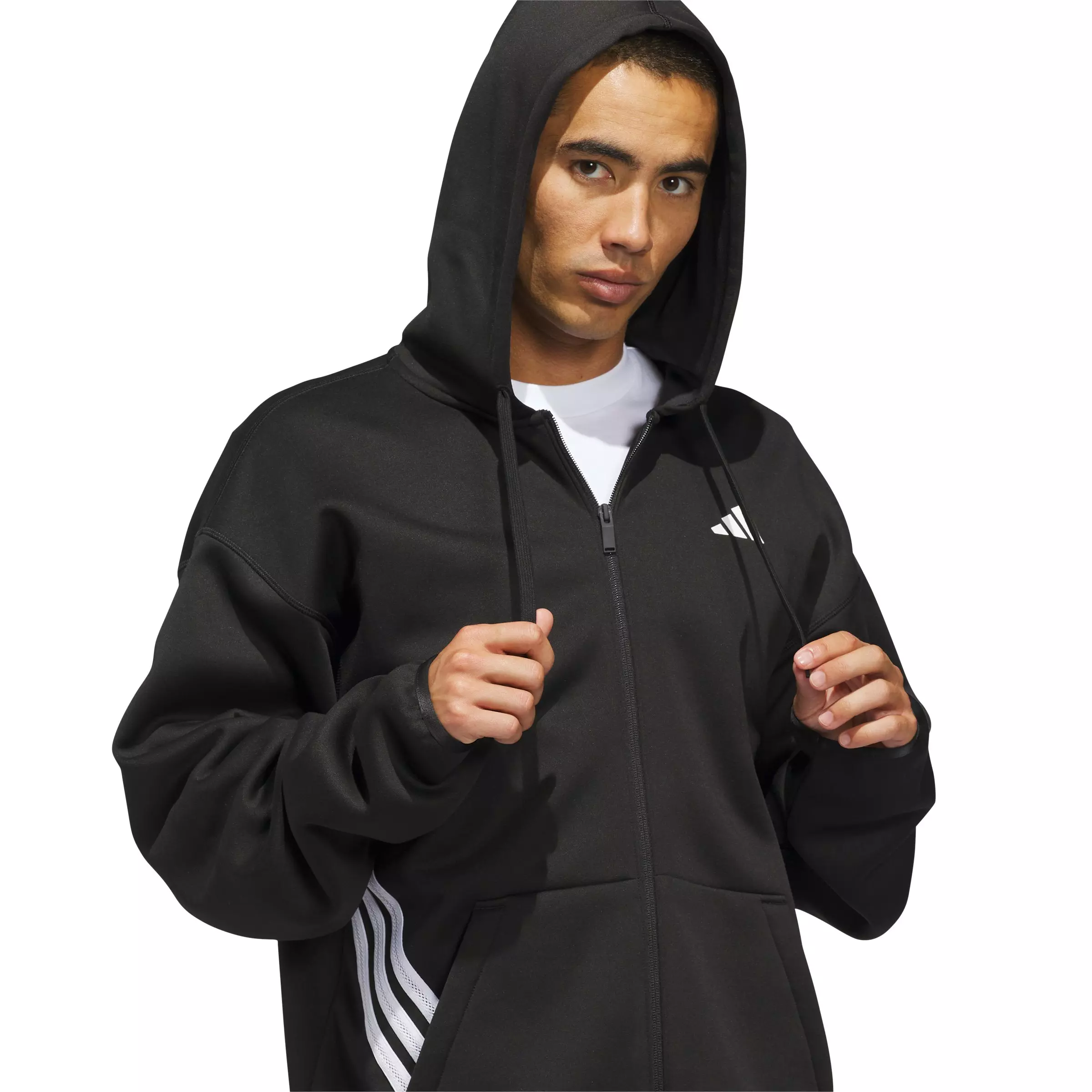 adidas Men's Crazy Warm Full Zip Hooded Jacket - Black/White - BLACK/WHITE