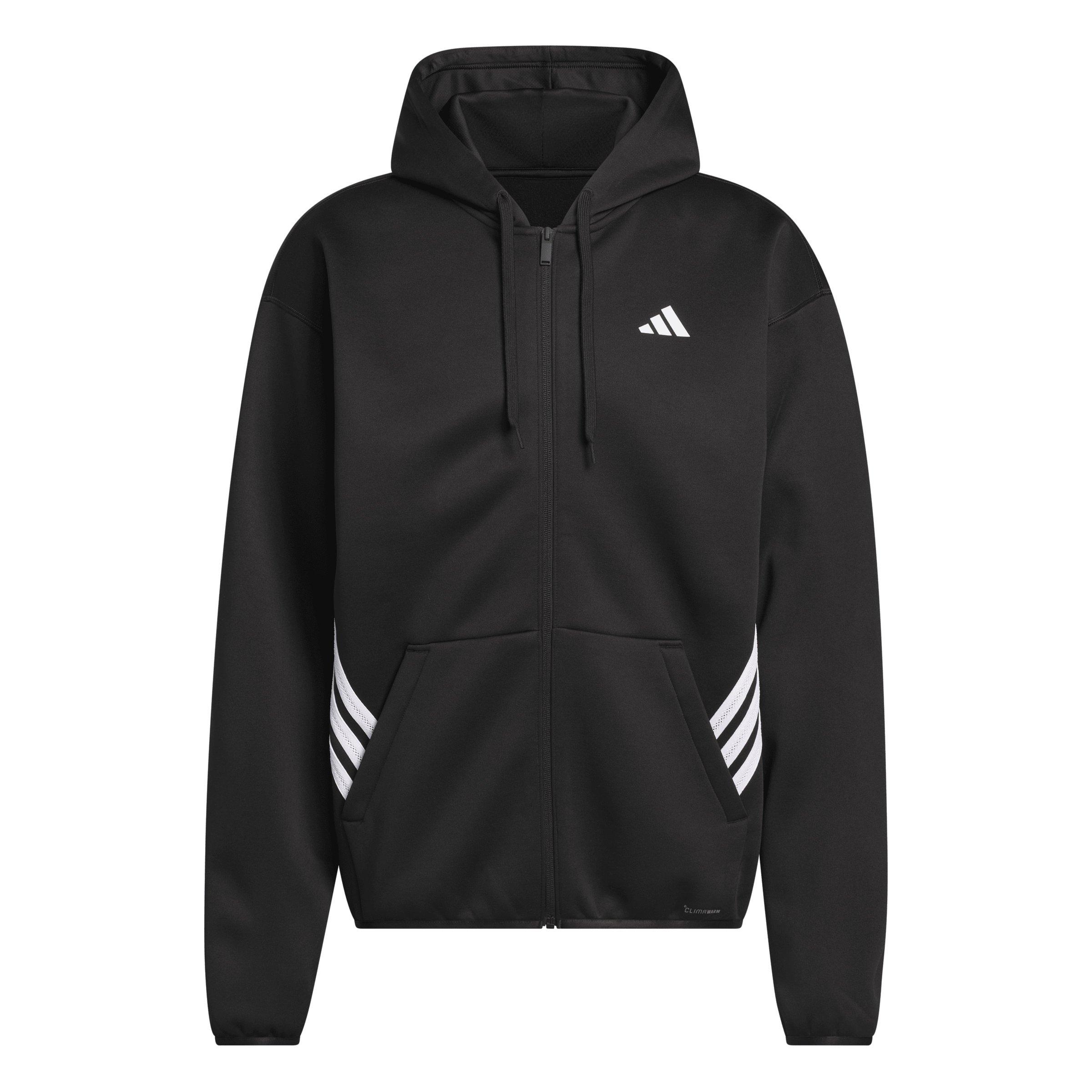 adidas Men's Crazy Warm Full Zip Hooded Jacket - Black/White - BLACK/WHITE Thumbnail View 6