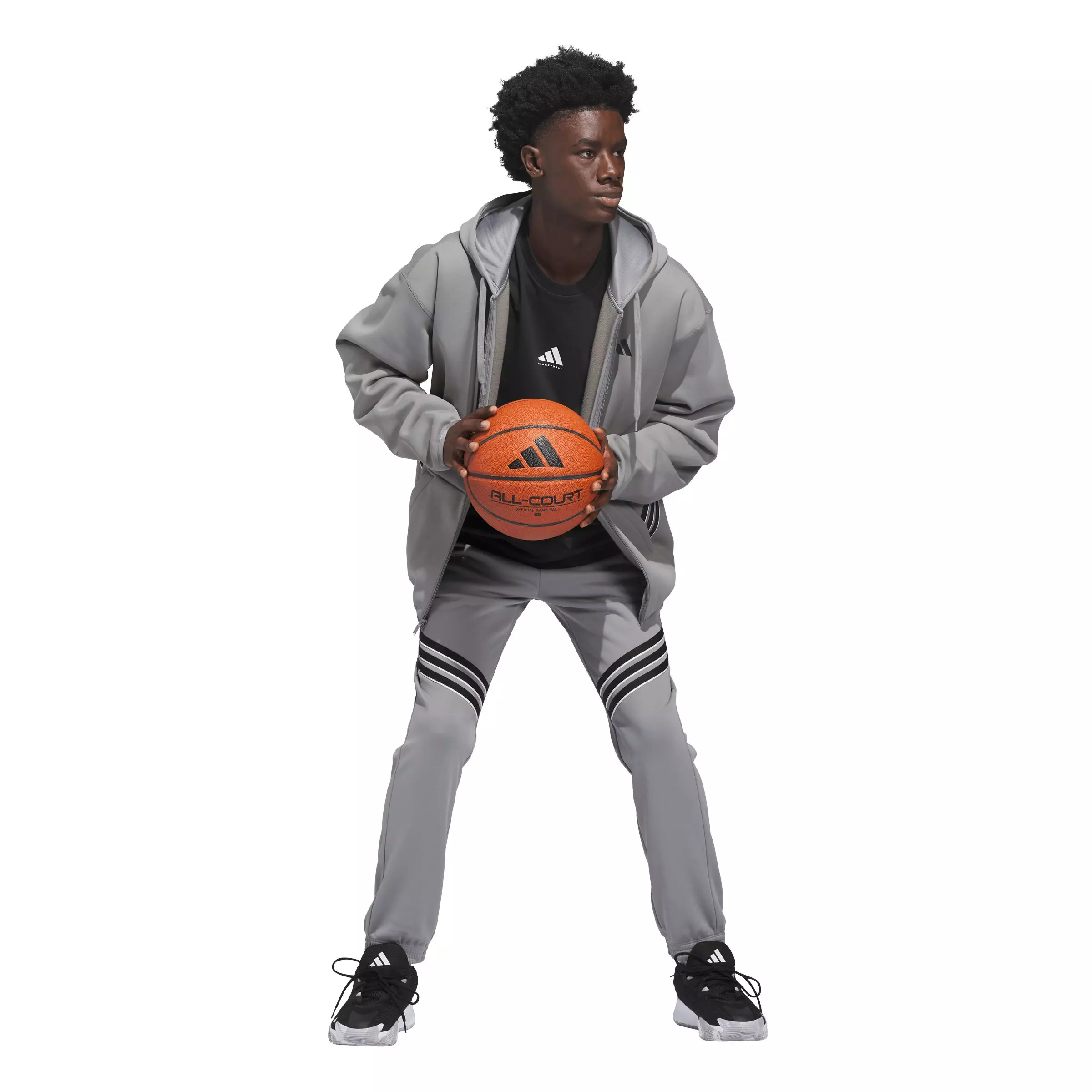 adidas Men's Crazy Warm Full Zip Hooded Jacket - Grey/Black - GREY/BLACK