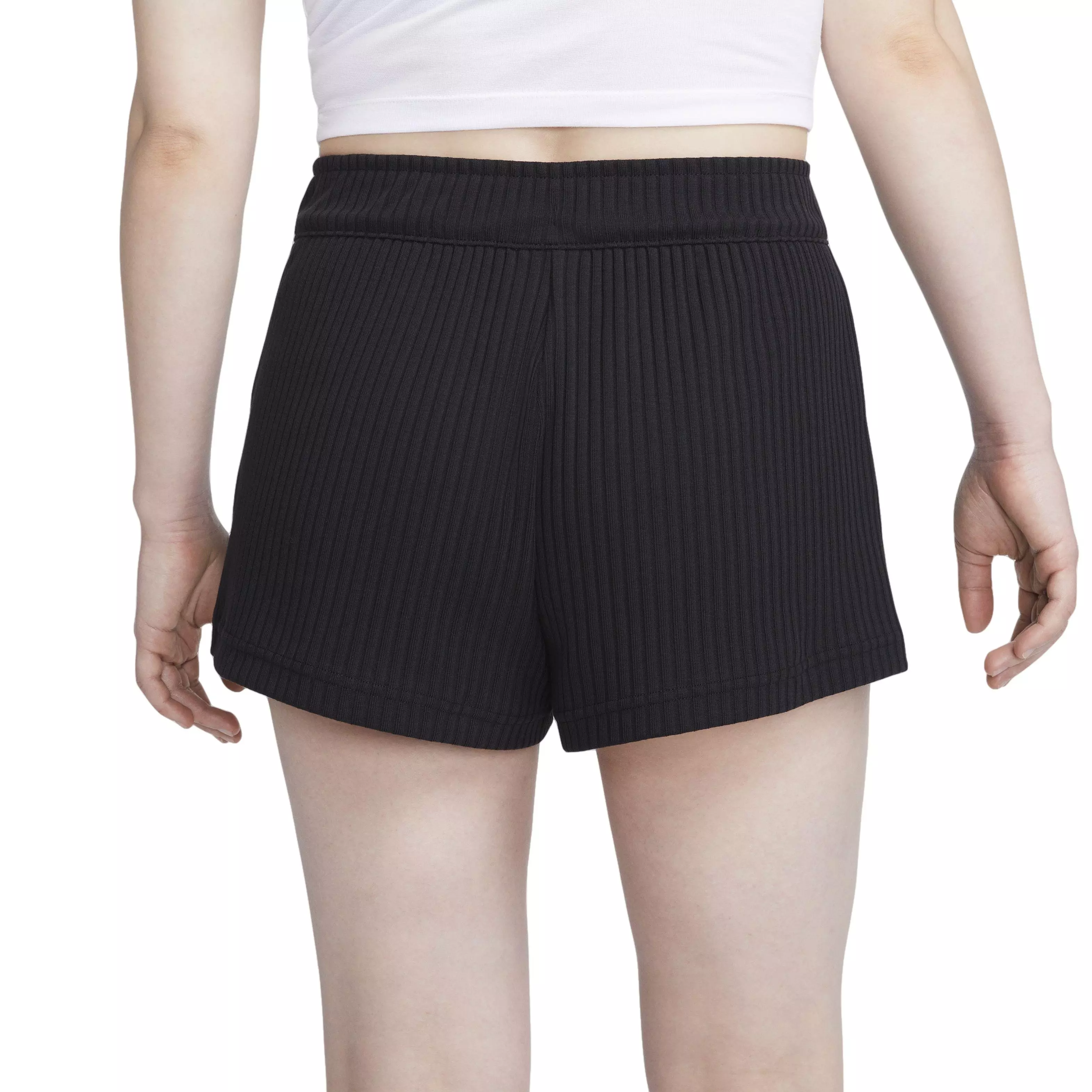 Nike Women's Sportswear High-Waisted Ribbed Jersey Shorts - BLACK