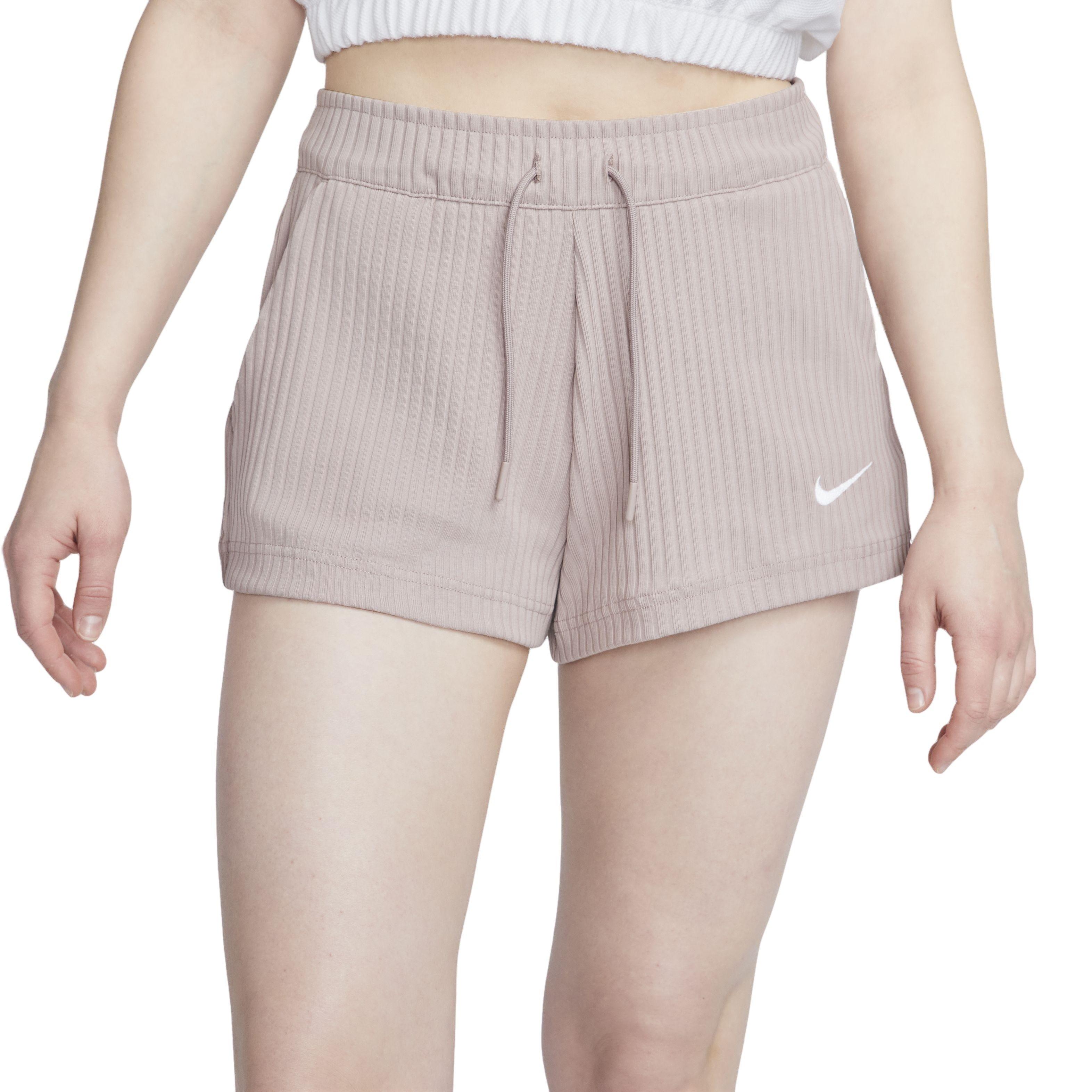 Nike Women's Sportswear High-Waisted Ribbed Jersey Shorts - TAUPE Thumbnail View 1