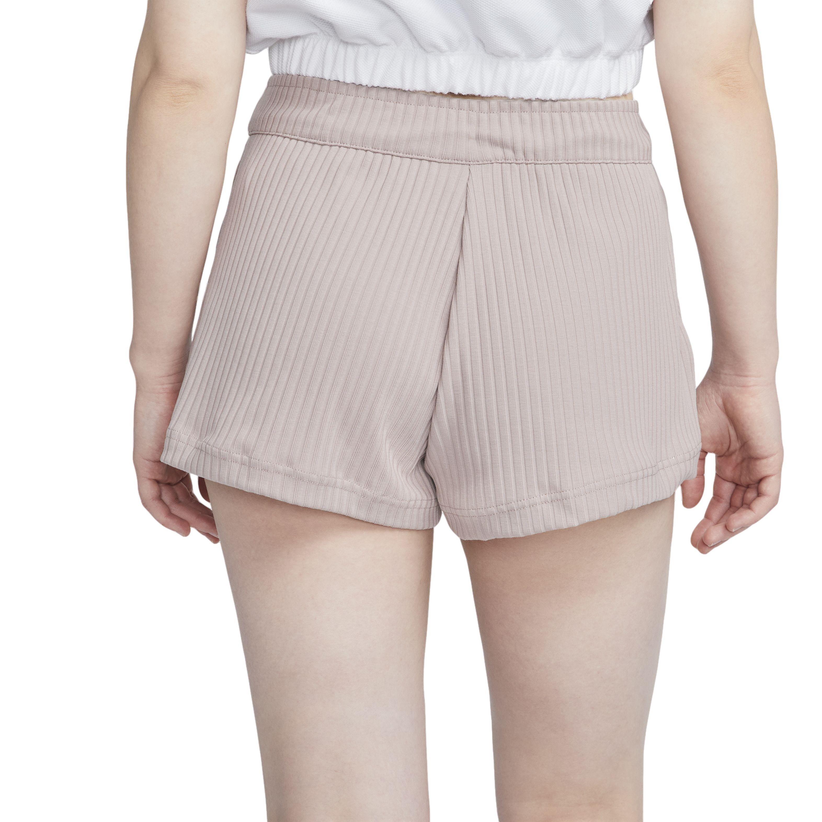 Nike Women's Sportswear High-Waisted Ribbed Jersey Shorts - TAUPE Thumbnail View 2