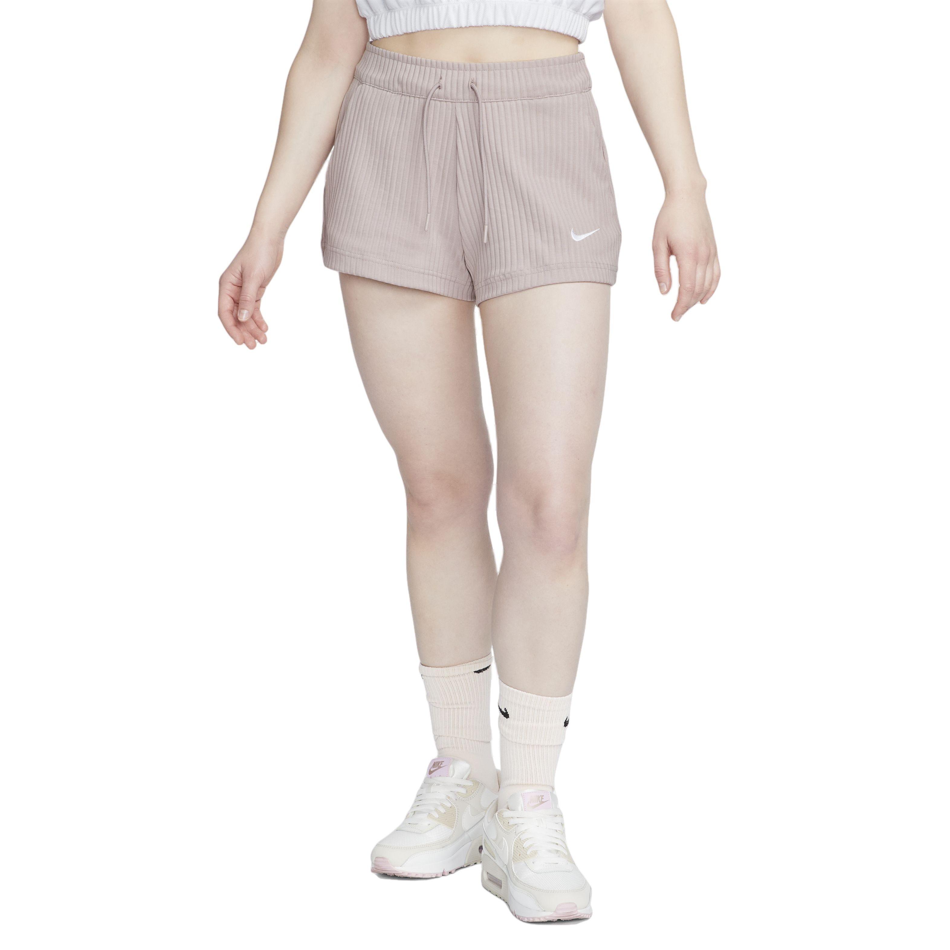 Nike Women's Sportswear High-Waisted Ribbed Jersey Shorts - TAUPE Thumbnail View 3