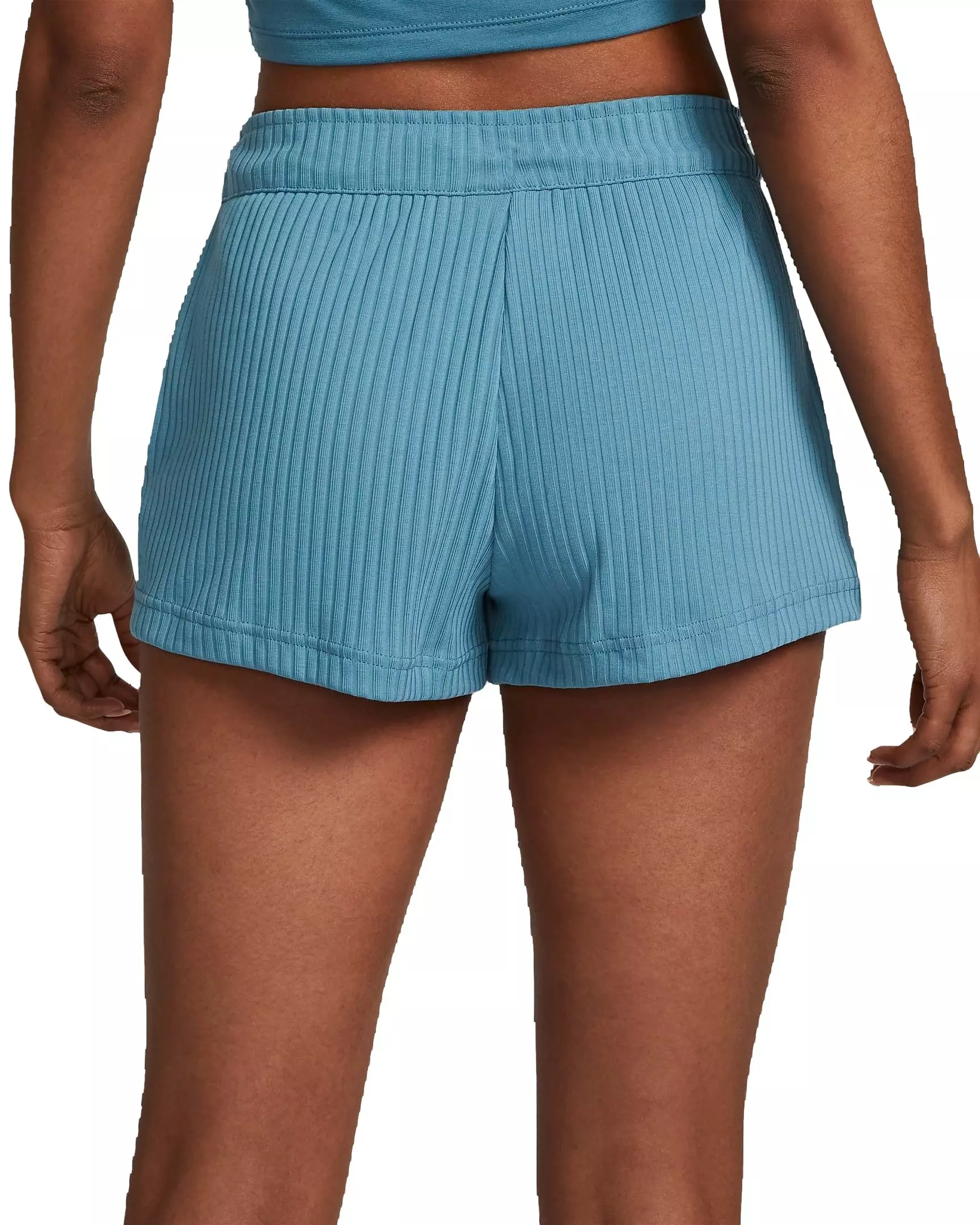 Nike Women's Sportswear High-Waisted Ribbed Jersey Shorts - AQUA
