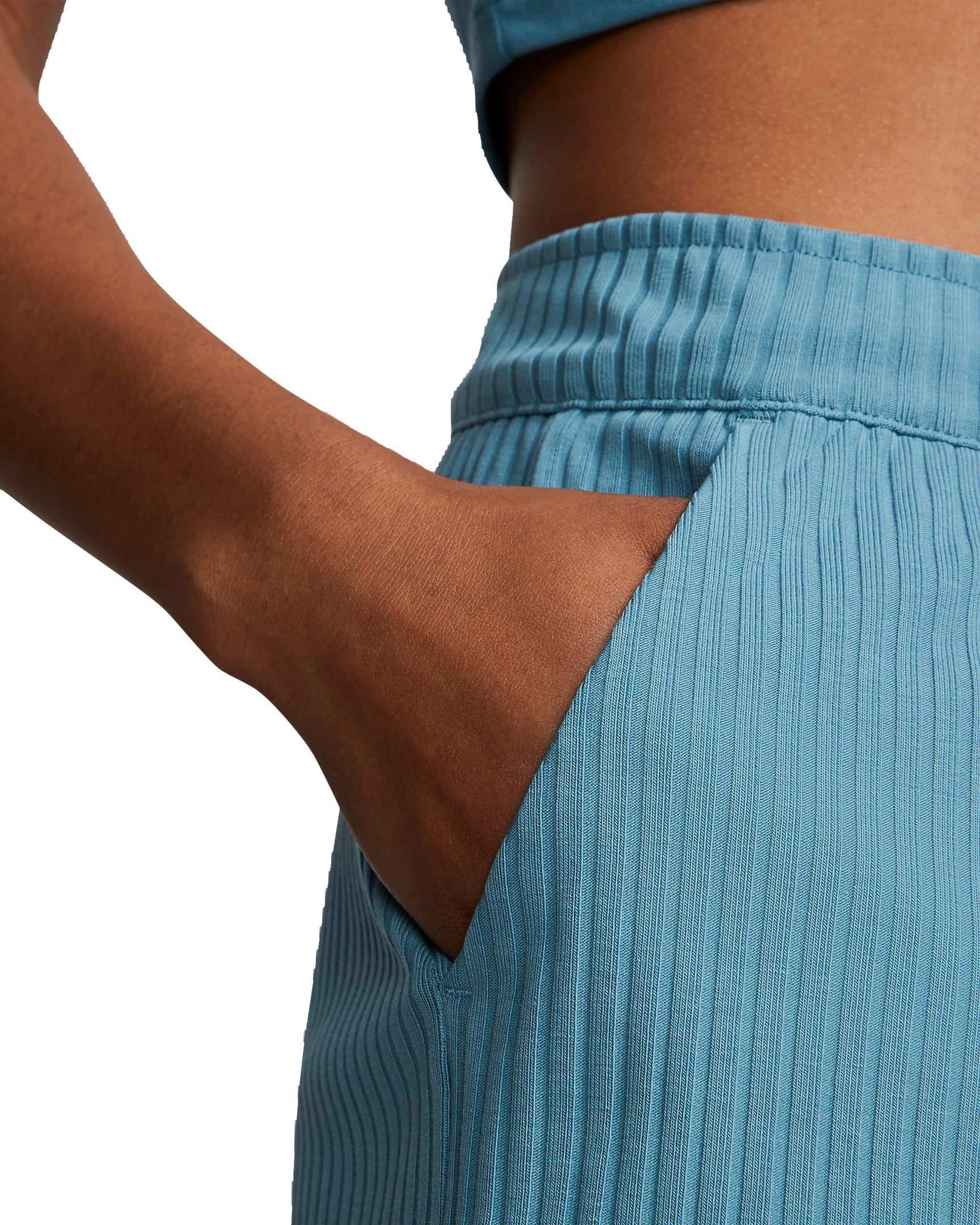 Nike Women's Sportswear High-Waisted Ribbed Jersey Shorts - AQUA Thumbnail View 3