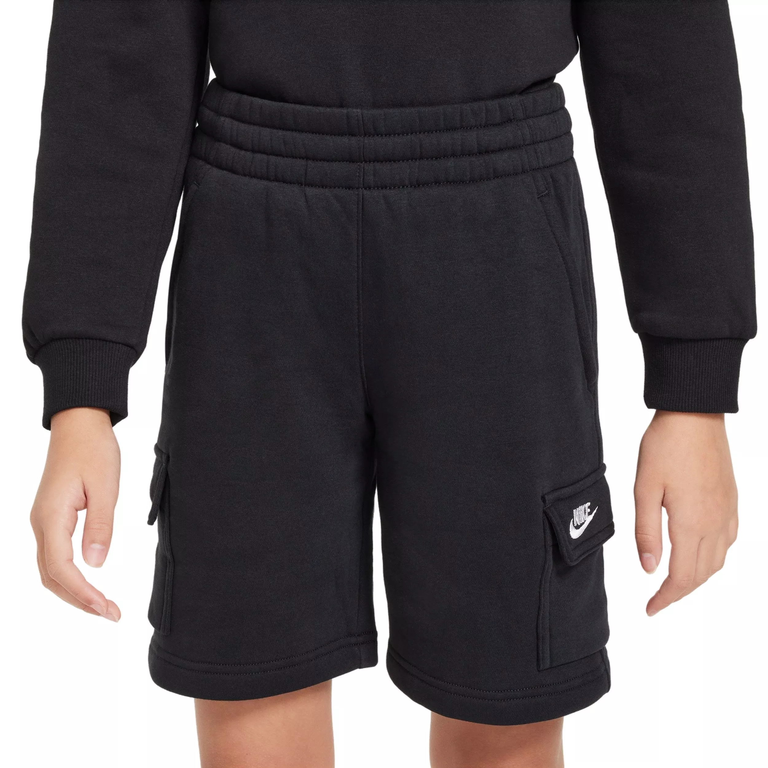 Nike Big Kids' Sportswear Club Fleece Cargo Shorts-Black - BLACK