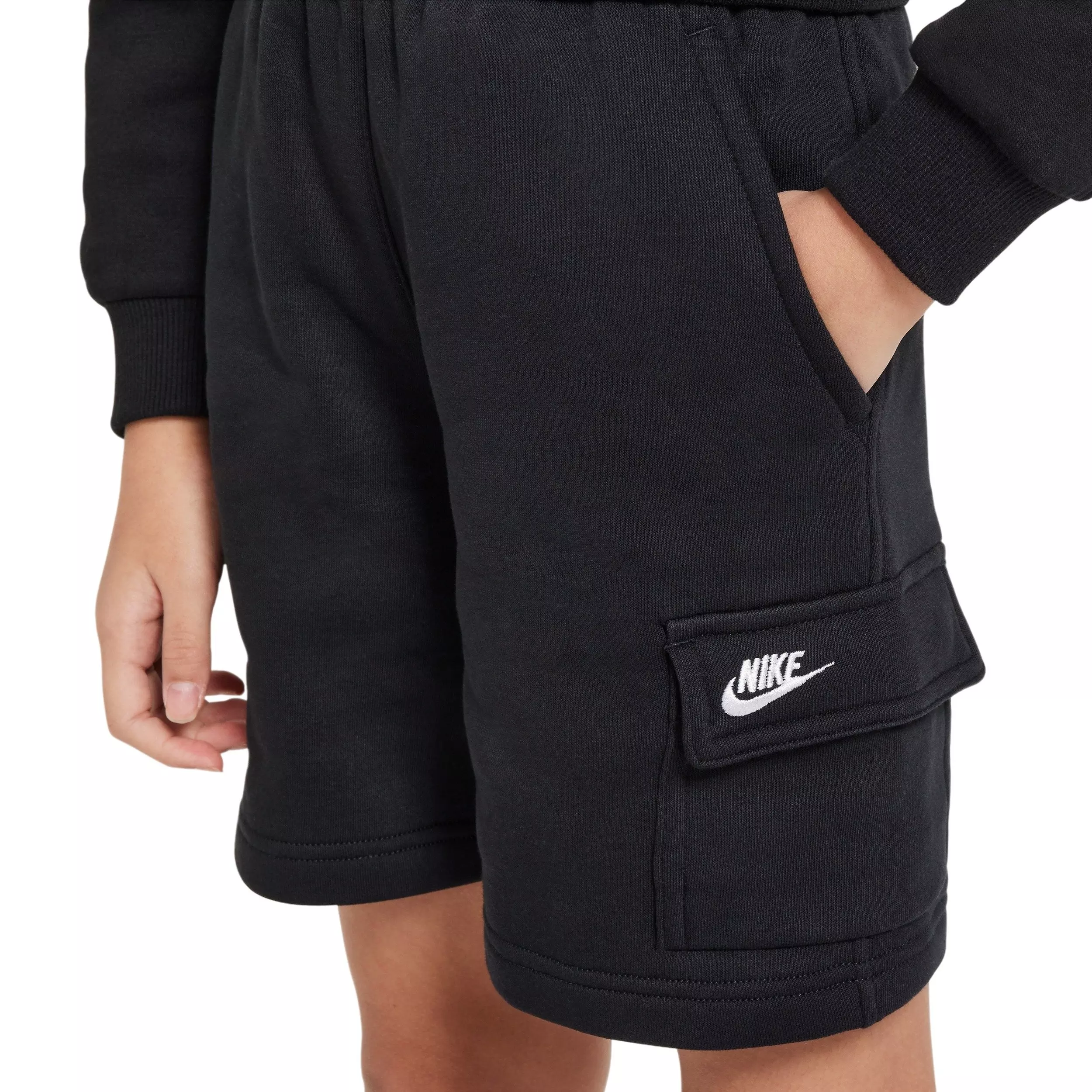 Nike Big Kids' Sportswear Club Fleece Cargo Shorts-Black - BLACK