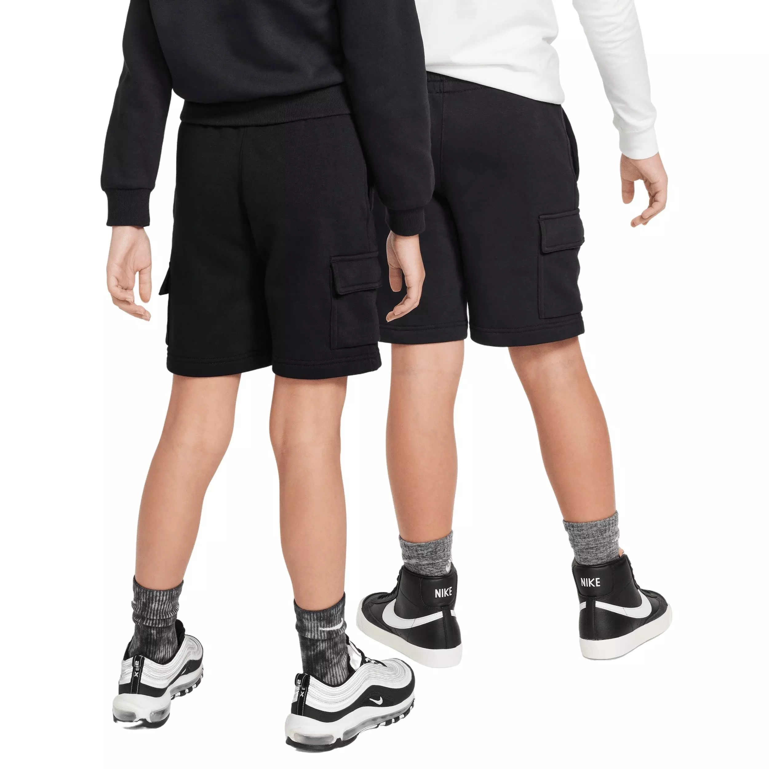 Nike Big Kids' Sportswear Club Fleece Cargo Shorts-Black - BLACK