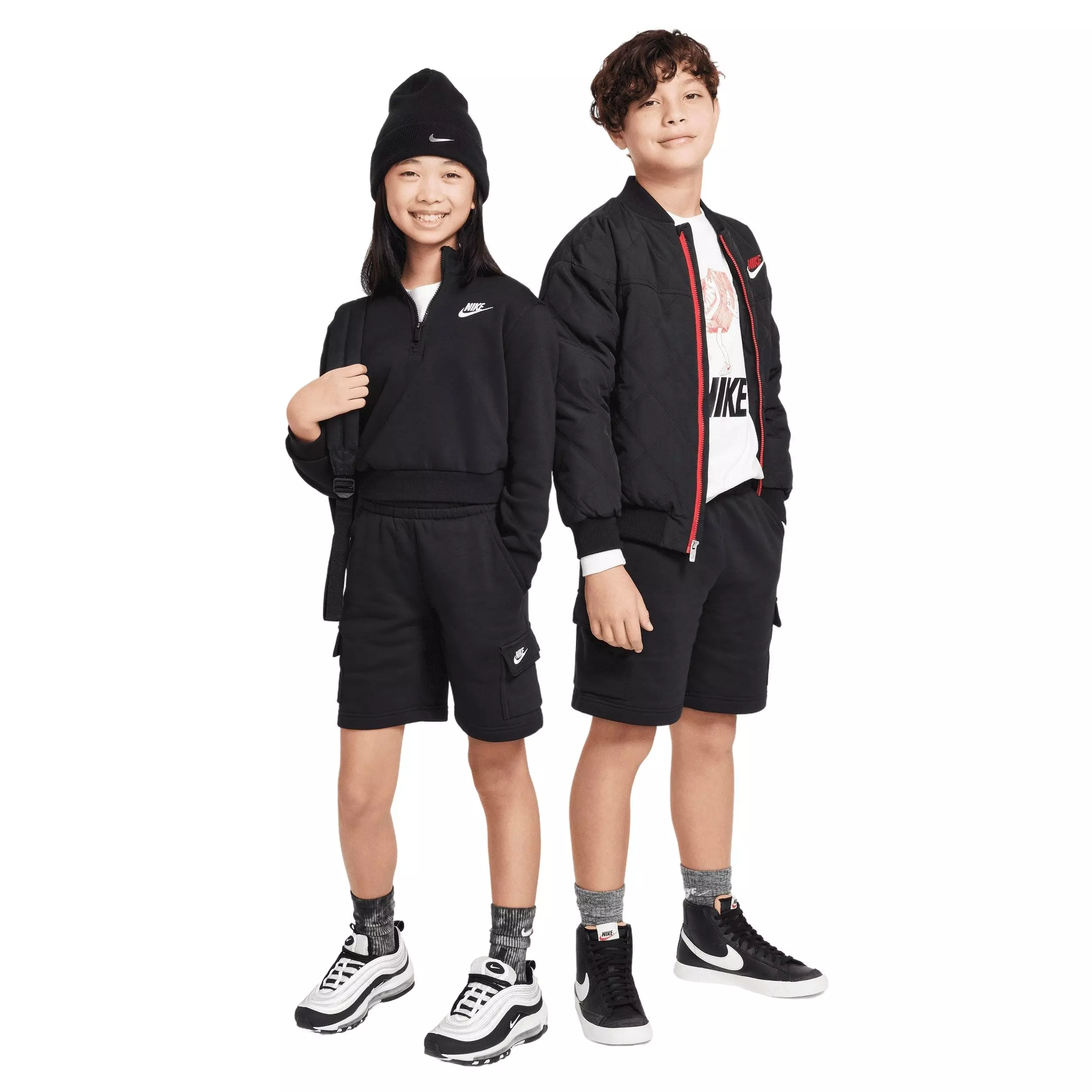 Nike Big Kids' Sportswear Club Fleece Cargo Shorts-Black - BLACK