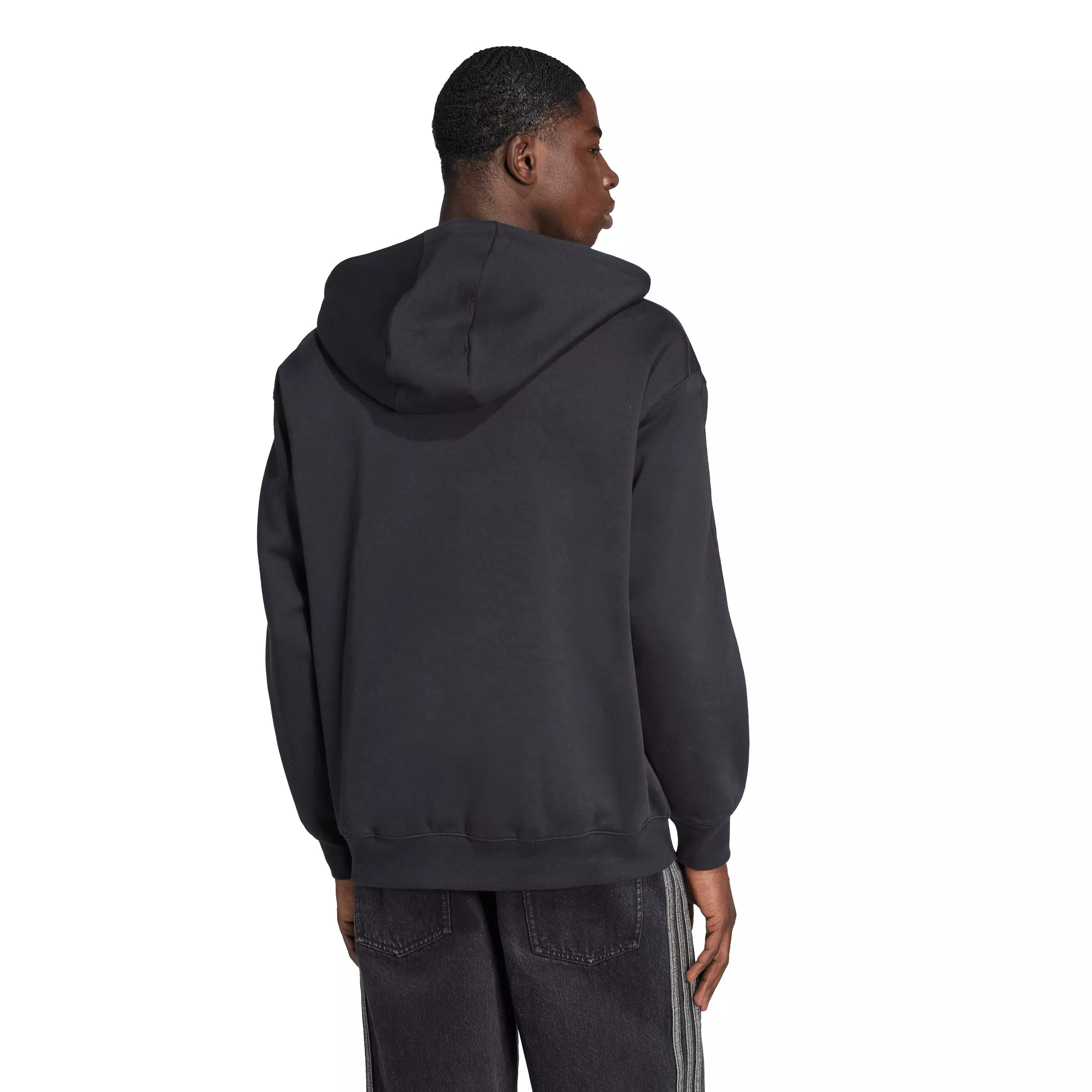 adidas Originals Men's Adicolor Oversize Full-Zip Hooded Jacket - Black - BLACK