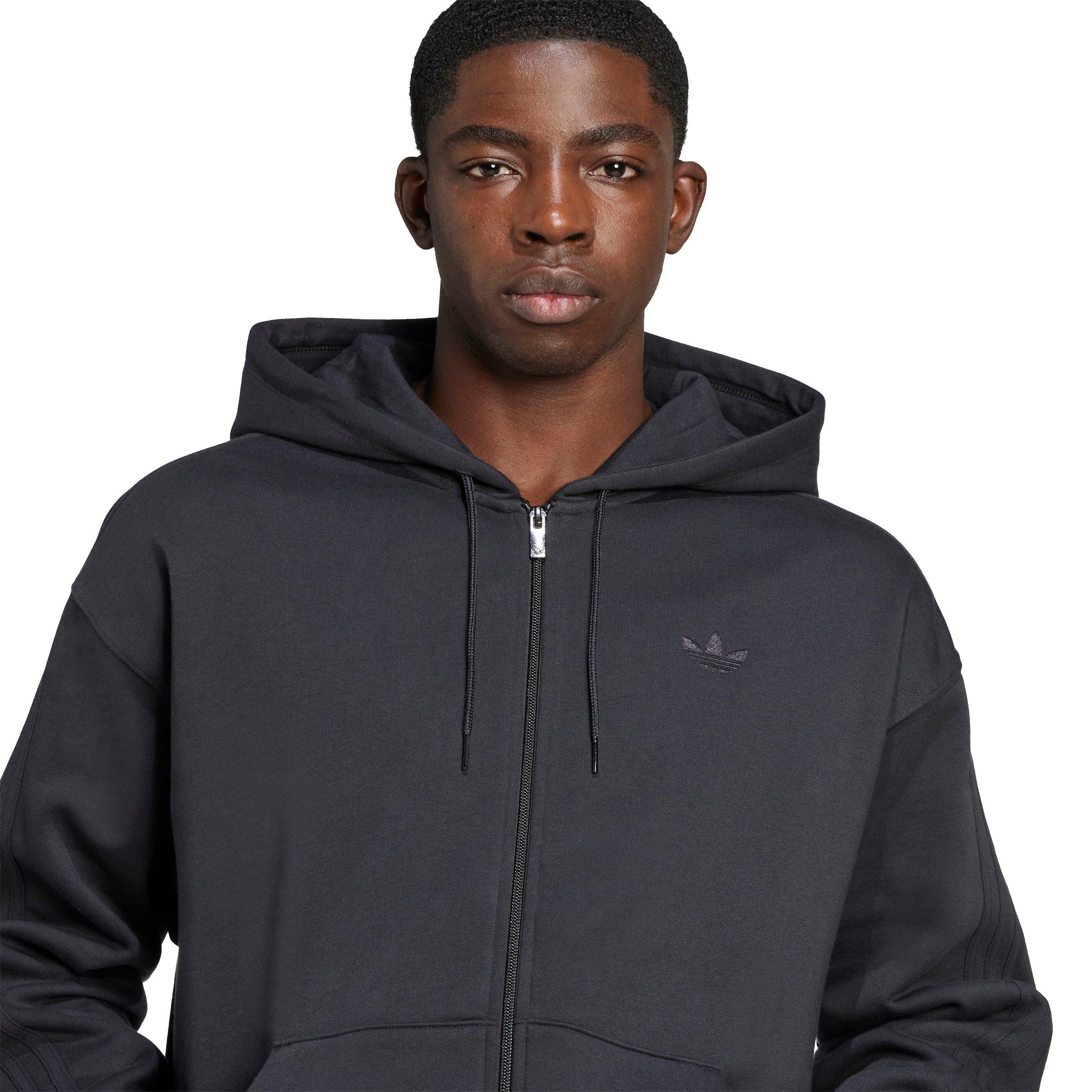 adidas Originals Men's Adicolor Oversize Full-Zip Hooded Jacket - Black - BLACK Thumbnail View 3