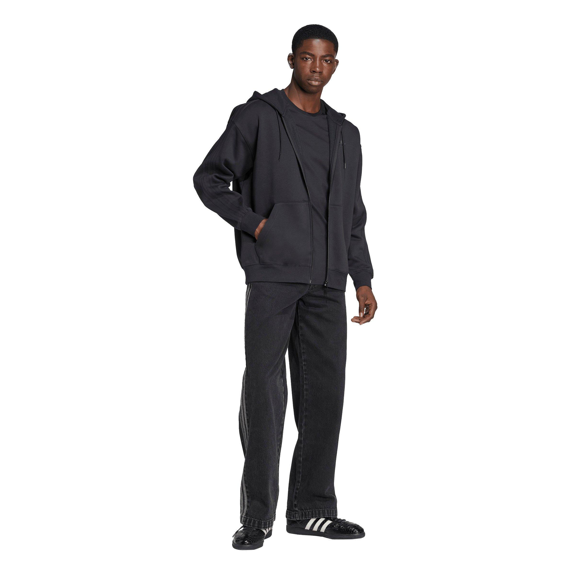 adidas Originals Men's Adicolor Oversize Full-Zip Hooded Jacket - Black - BLACK Thumbnail View 5