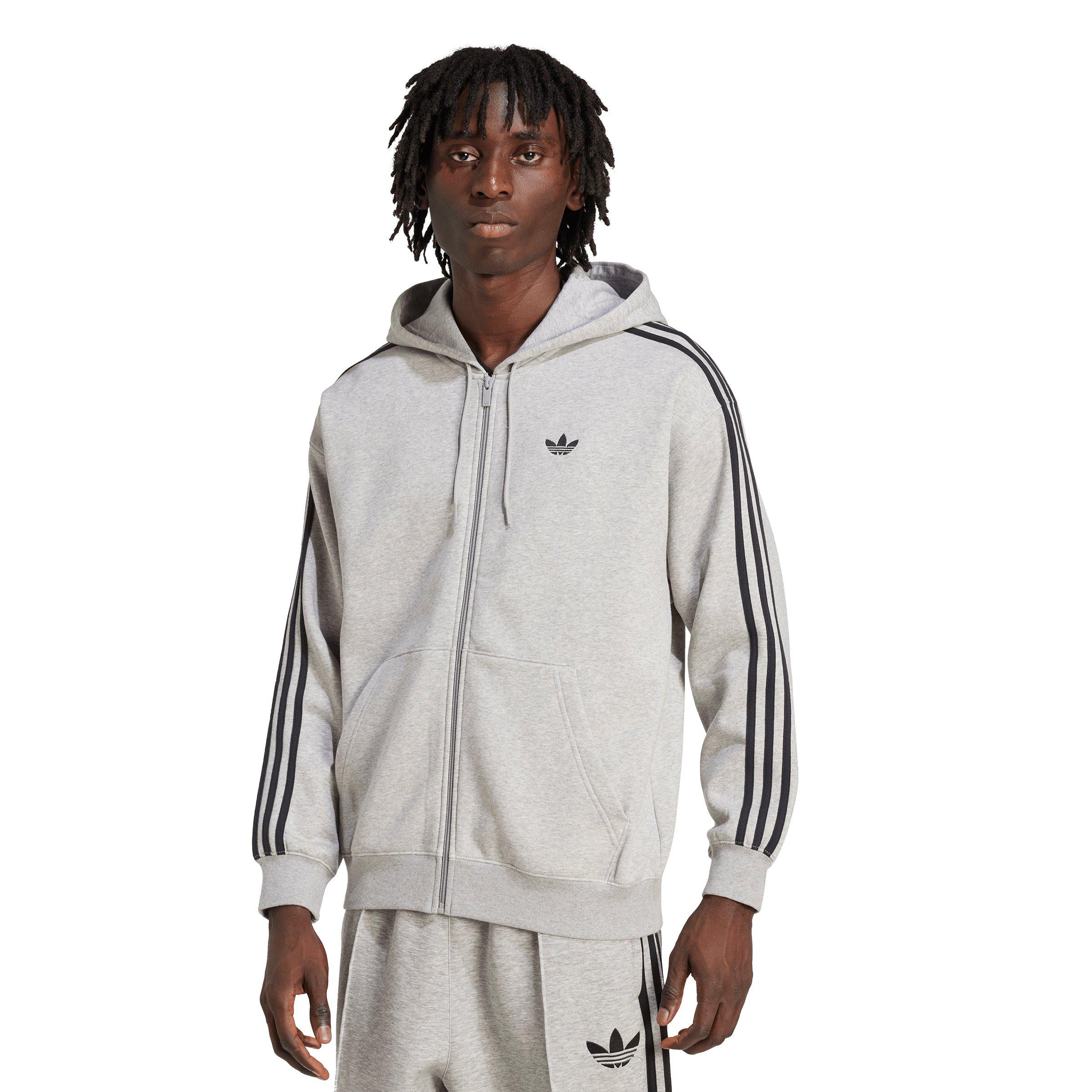 adidas Originals Men's Adicolor Oversize Full-Zip Hooded Jacket - Grey/Black - GREY/BLACK Thumbnail View 1
