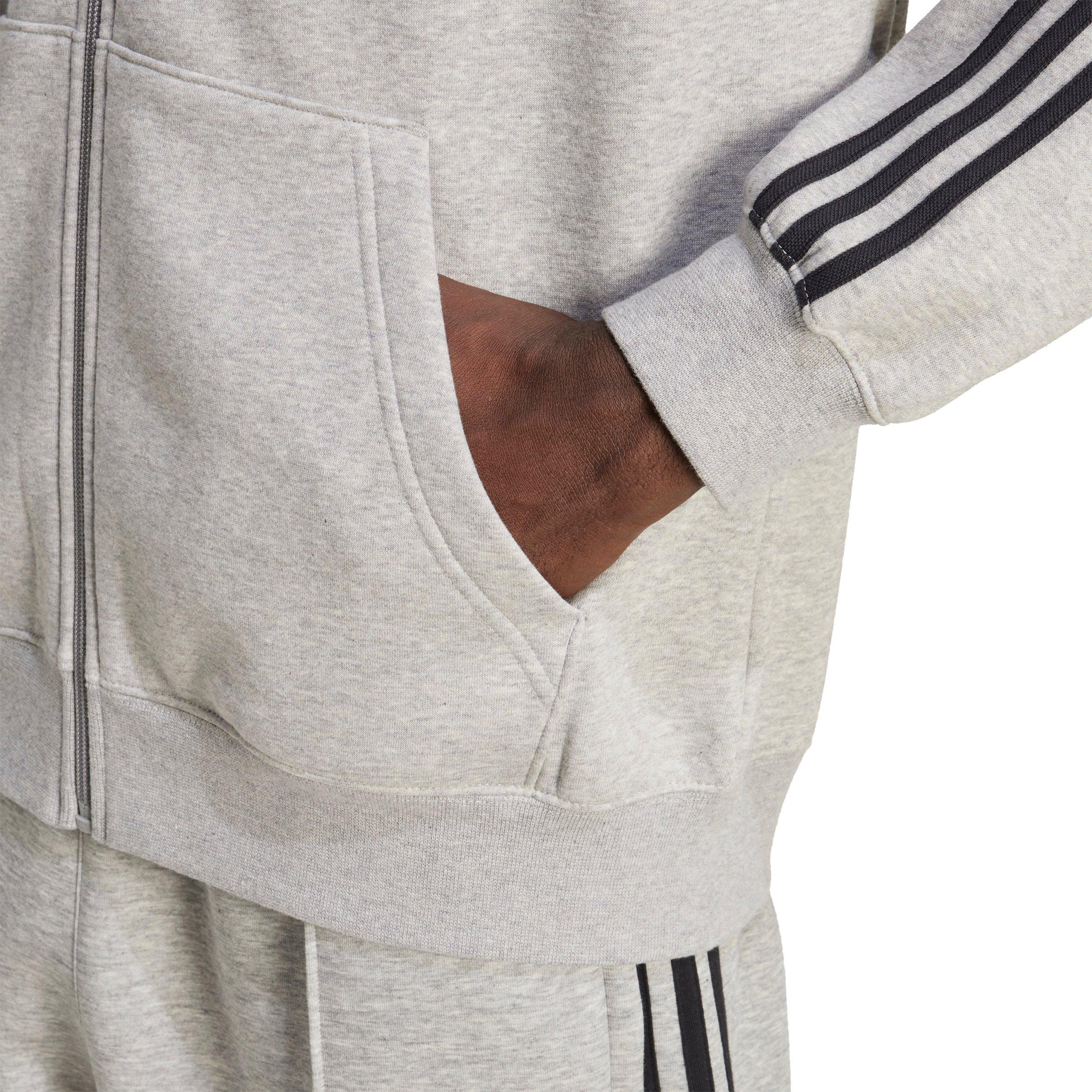 adidas Originals Men's Adicolor Oversize Full-Zip Hooded Jacket - Grey/Black - GREY/BLACK Thumbnail View 4