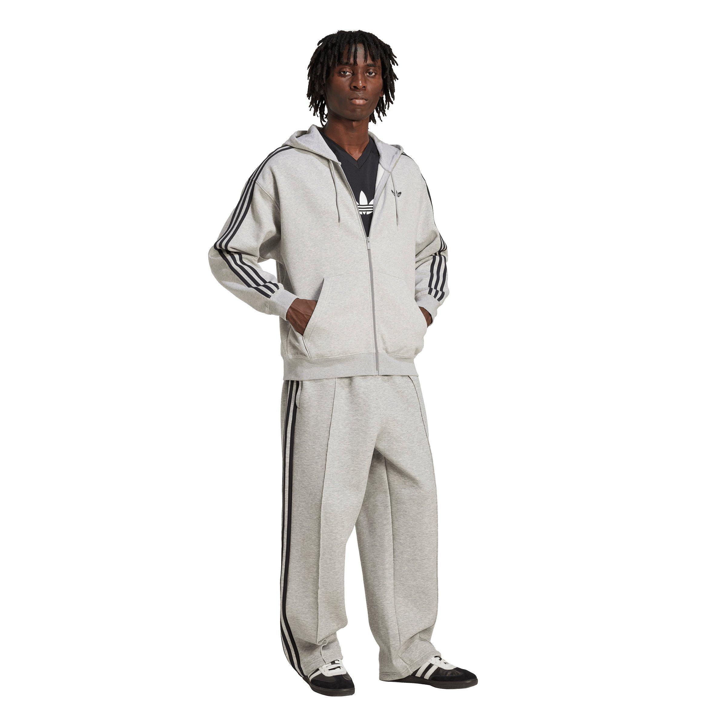 adidas Originals Men's Adicolor Oversize Full-Zip Hooded Jacket - Grey/Black - GREY/BLACK Thumbnail View 5