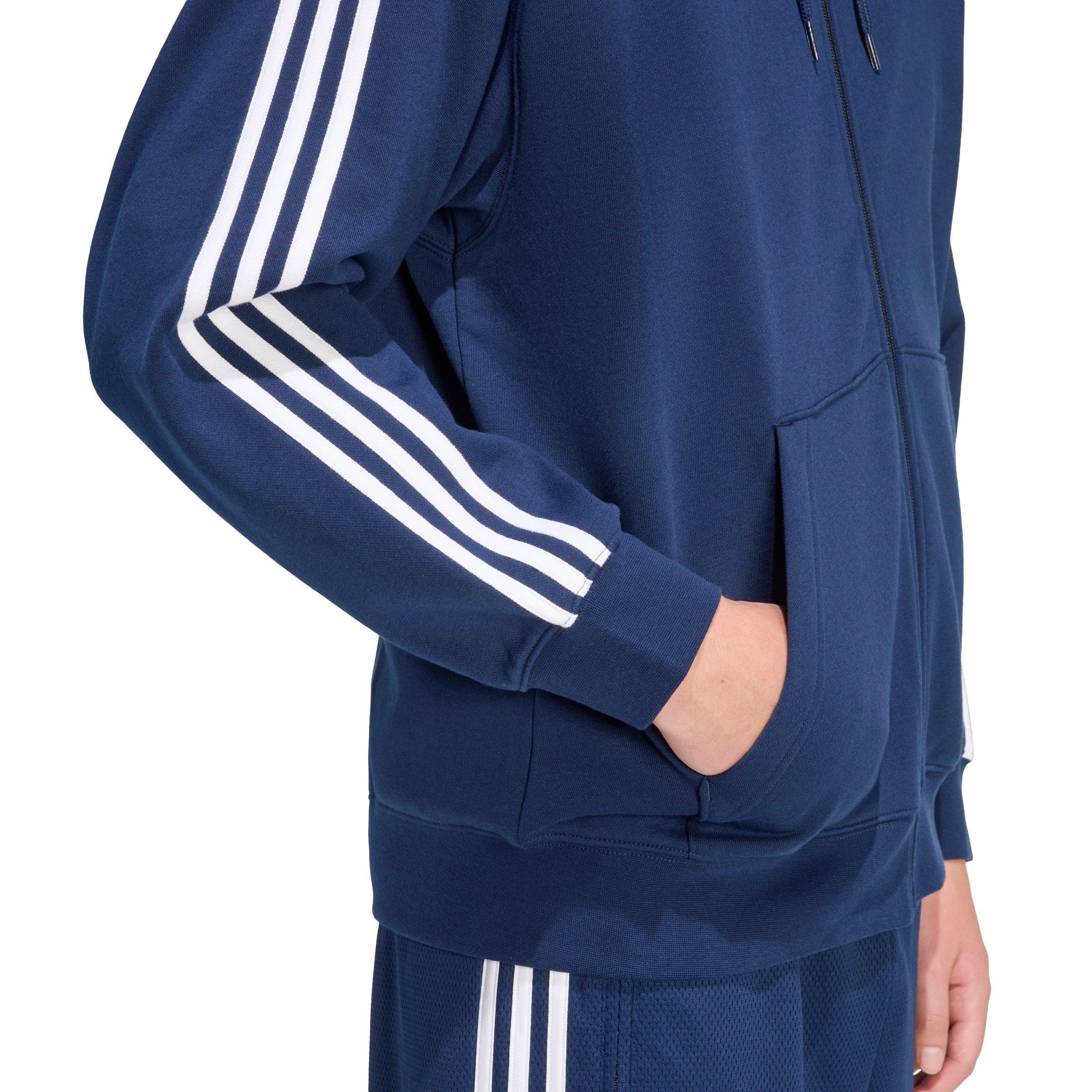adidas Originals Men's Adicolor Oversize Full-Zip Hooded Jacket - Dark Blue - DARK BLUE Thumbnail View 4