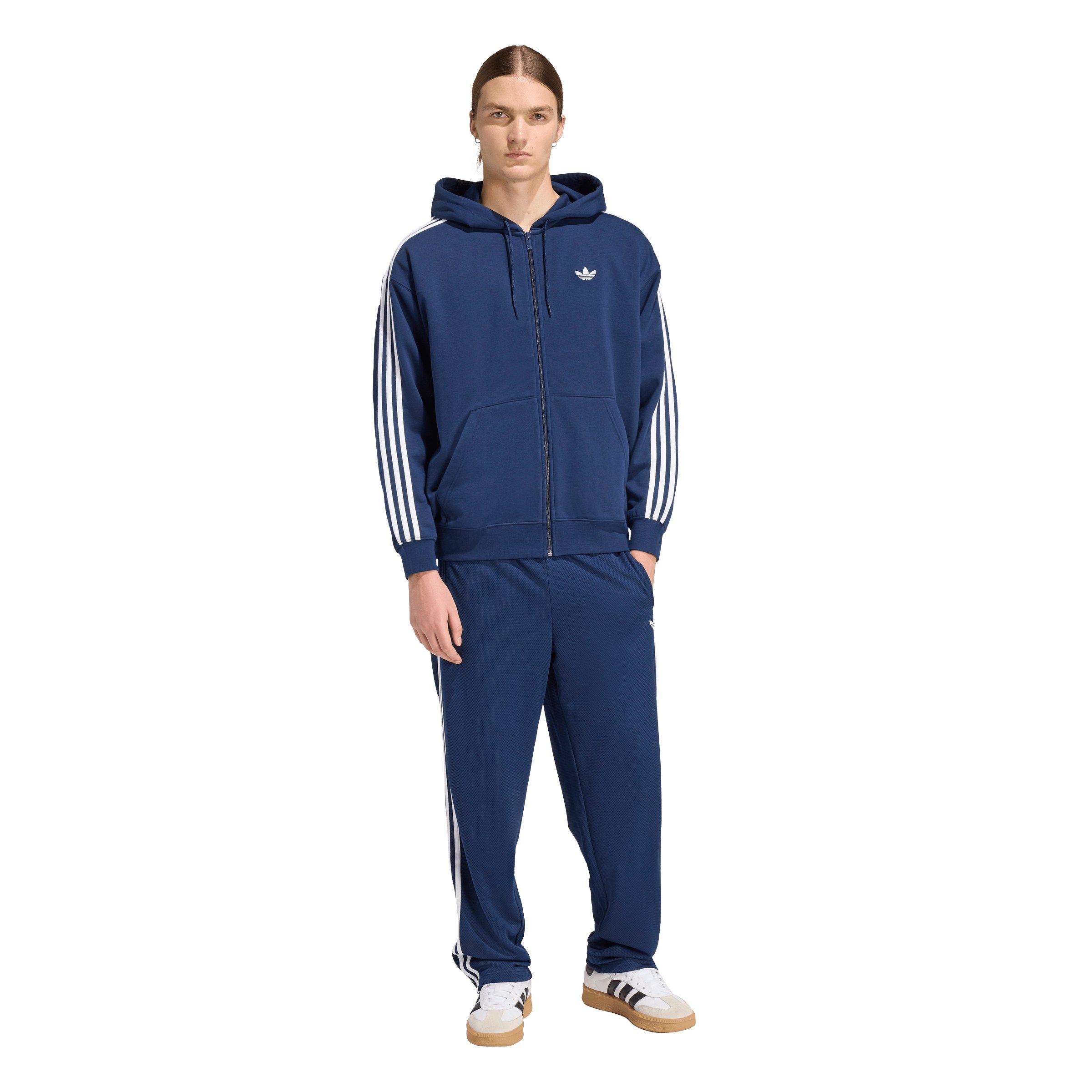 adidas Originals Men's Adicolor Oversize Full-Zip Hooded Jacket - Dark Blue - DARK BLUE Thumbnail View 5