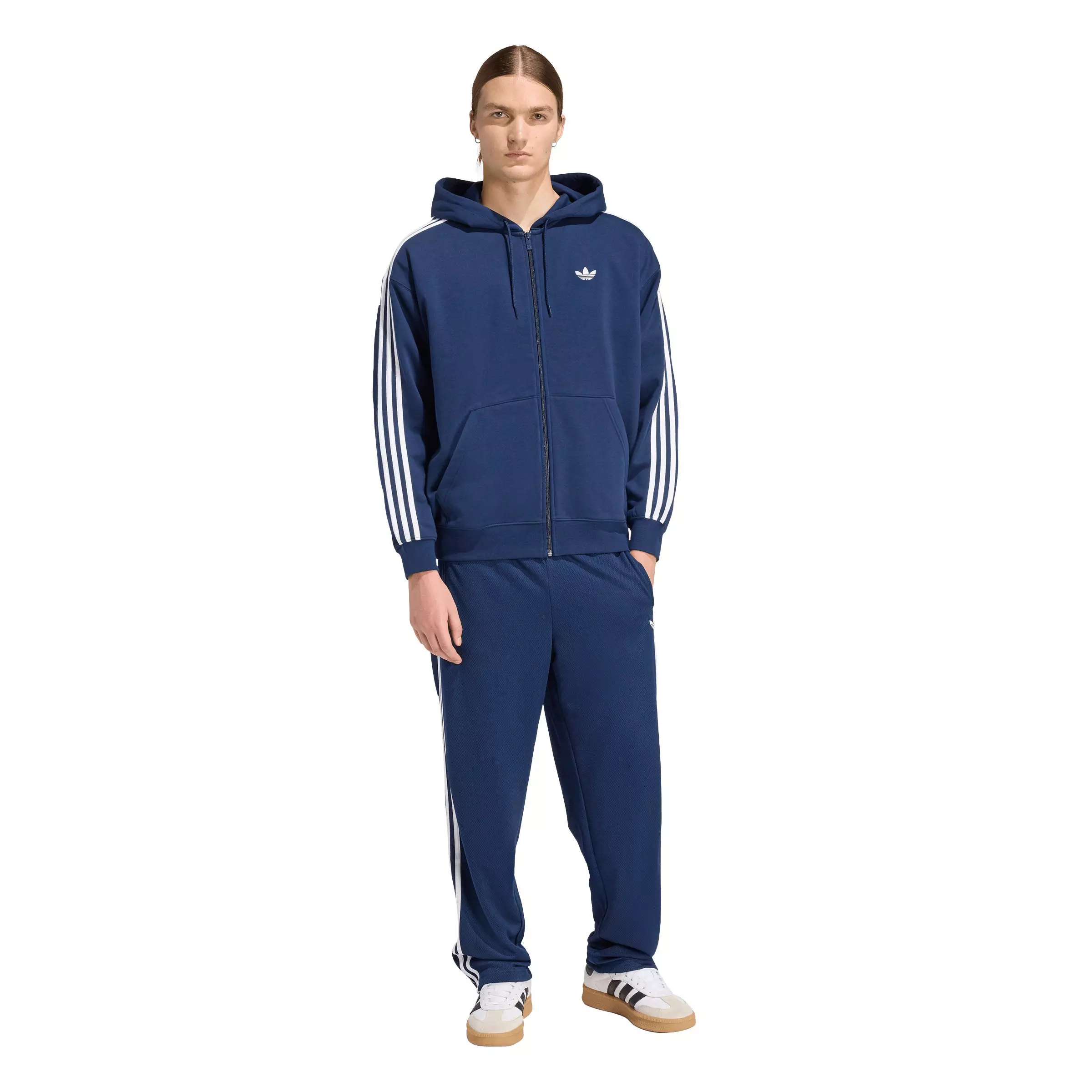 adidas Originals Men's Adicolor Oversize Full-Zip Hooded Jacket - Dark Blue - DARK BLUE