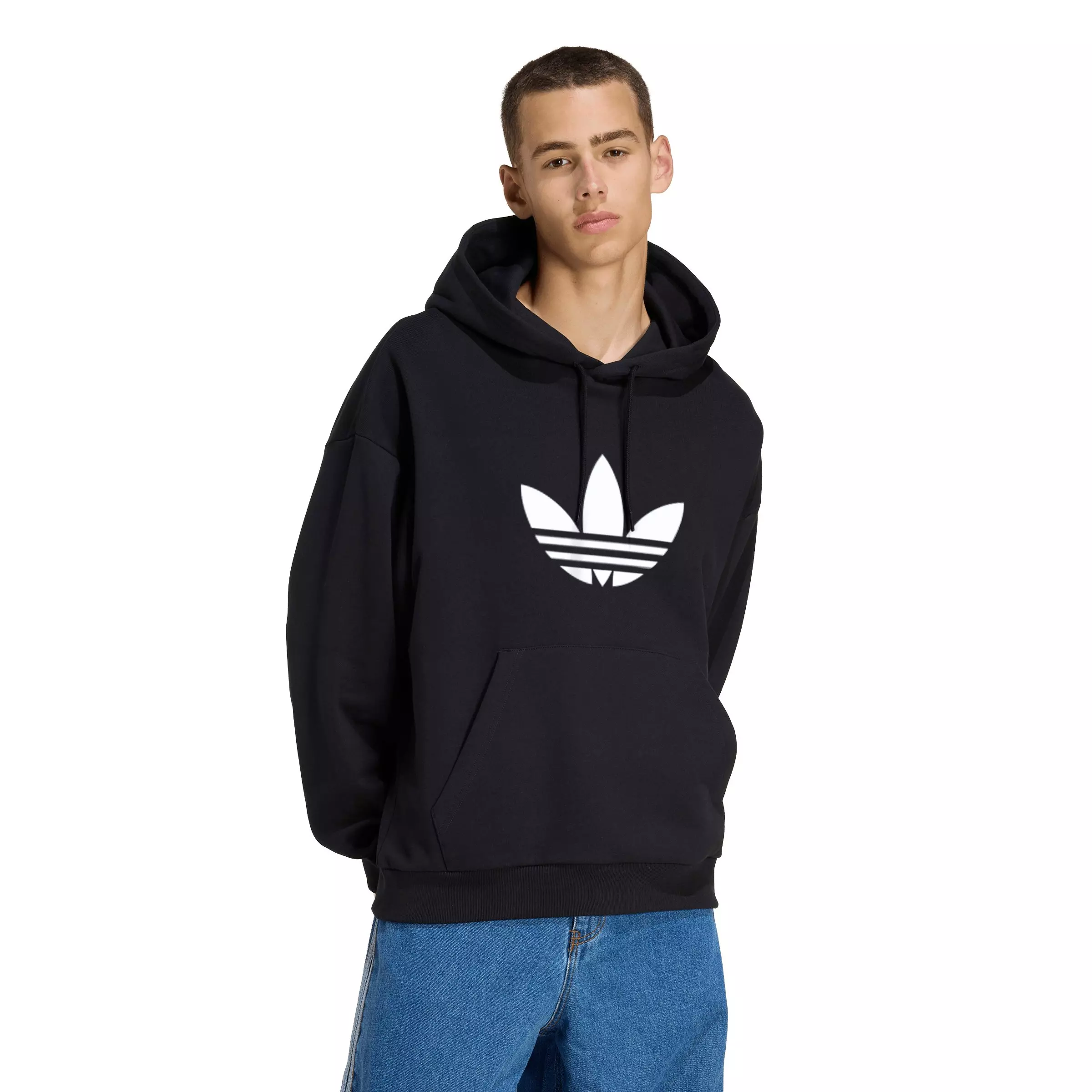 adidas Originals Men's Adicolor Trefoil Hoodie - Black/White - BLACK/WHITE