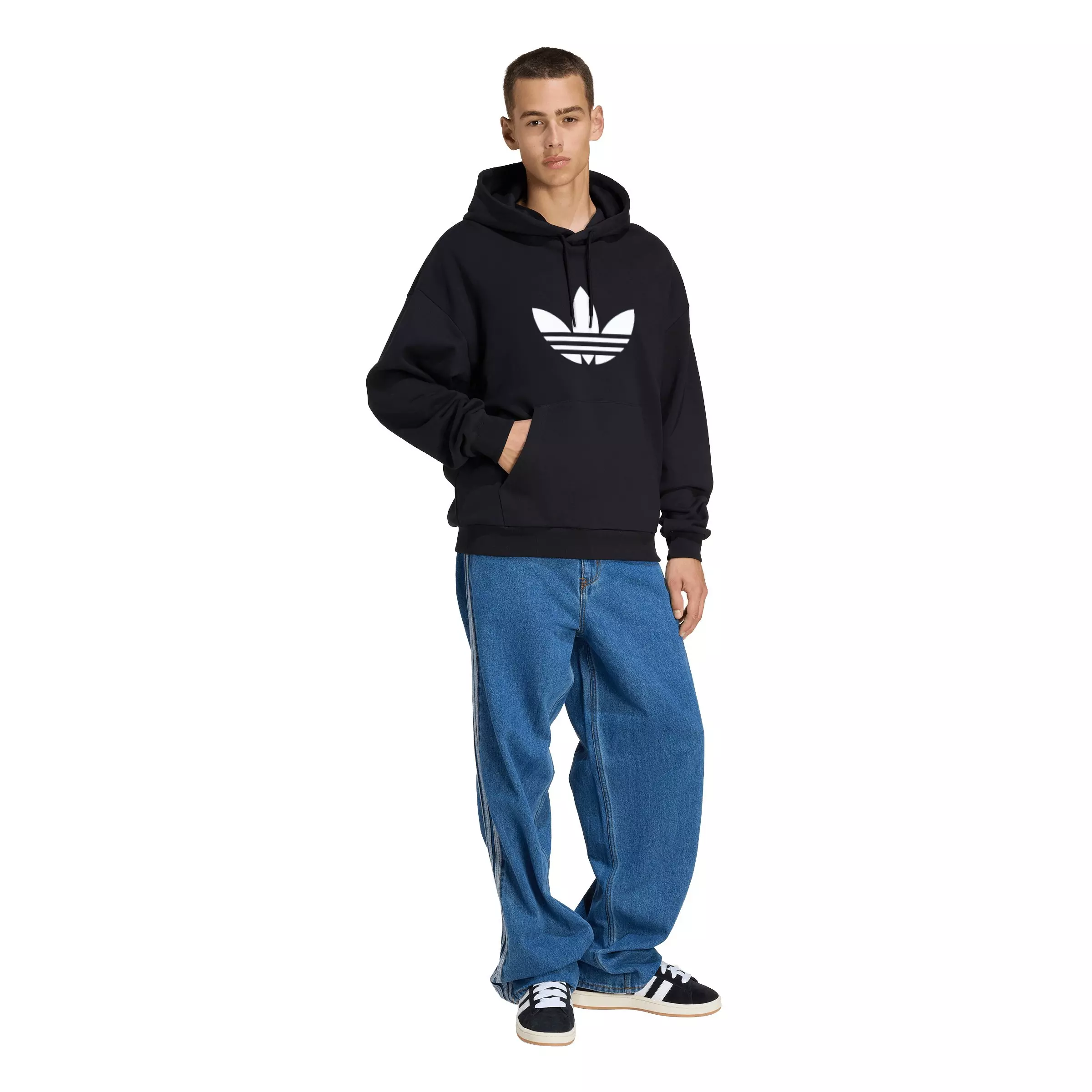 adidas Originals Men's Adicolor Trefoil Hoodie - Black/White - BLACK/WHITE