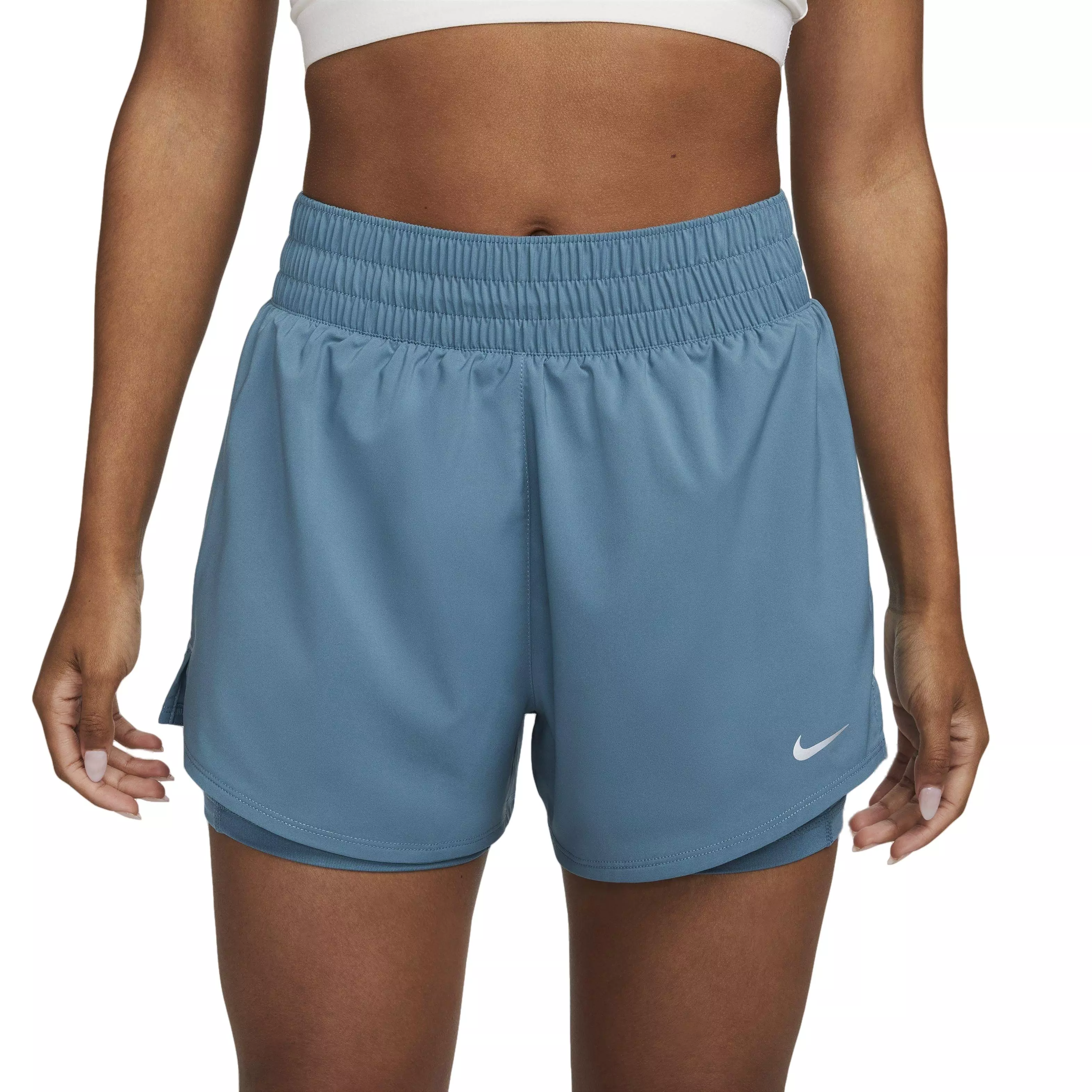 Nike Women's One Dri-FIT High-Waisted 3" 2-in-1 Shorts - AQUA