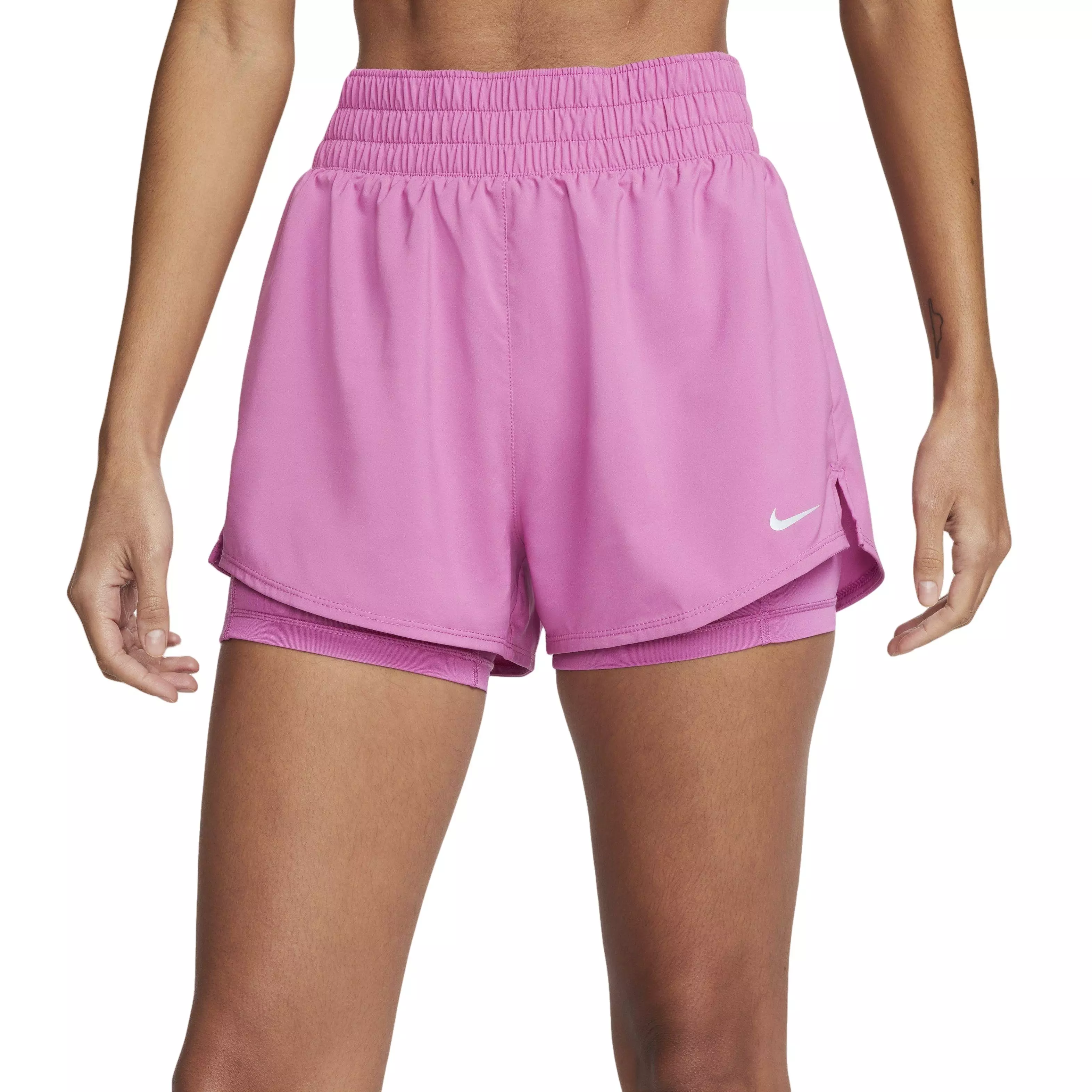 Nike Women's One Dri-FIT High-Waisted 3" 2-in-1 Shorts - FUCHSIA