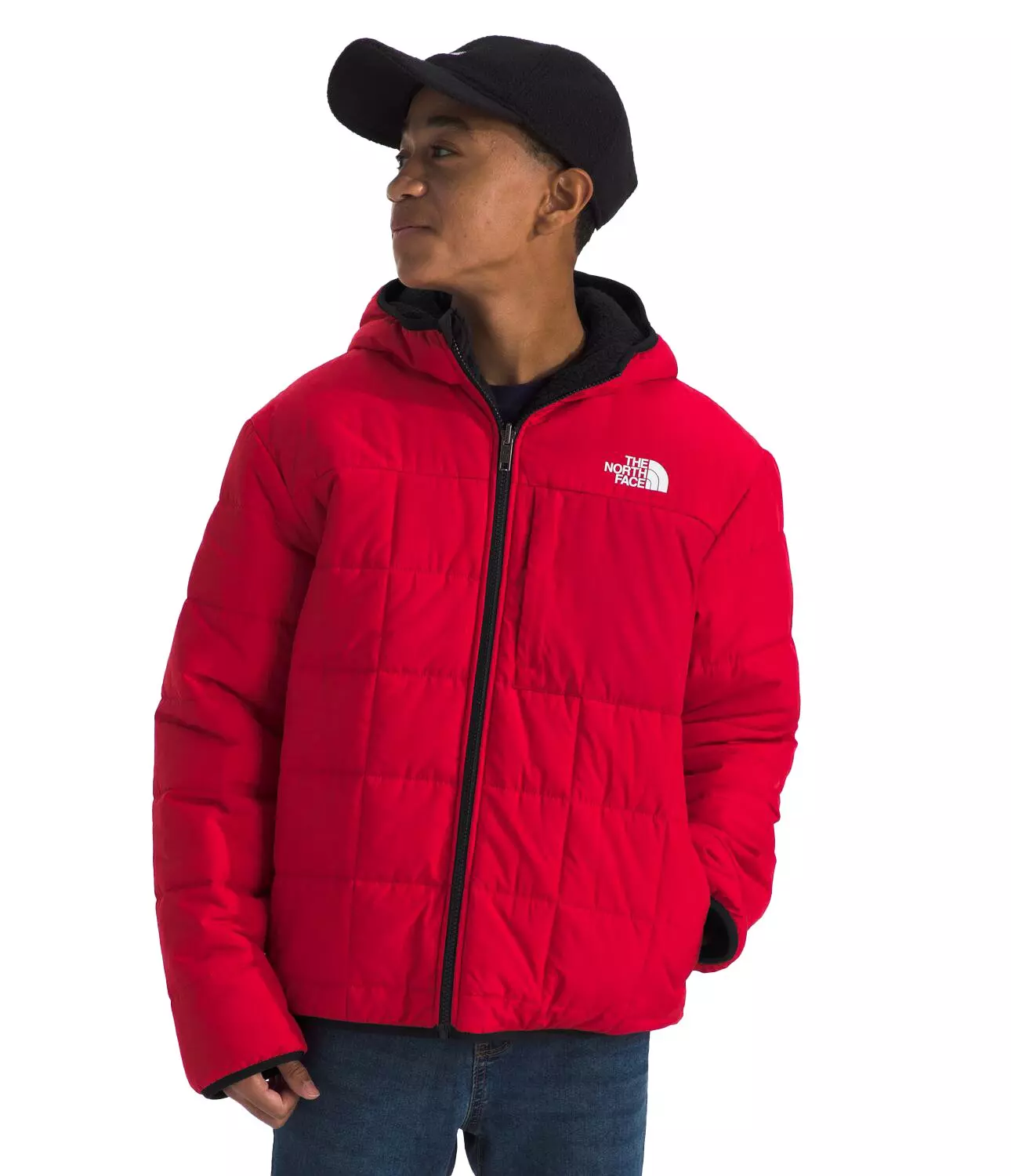 The North Face Big Boys' Reversible Shasta Full-Zip Hooded Jacket -Red - RED