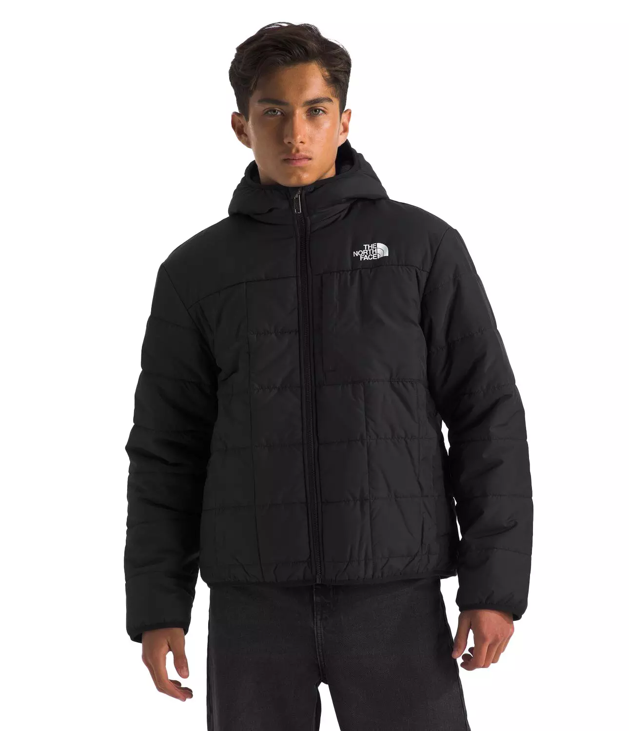 The North Face Big Boys' Reversible Shasta Full-Zip Hooded Jacket -Black - BLACK
