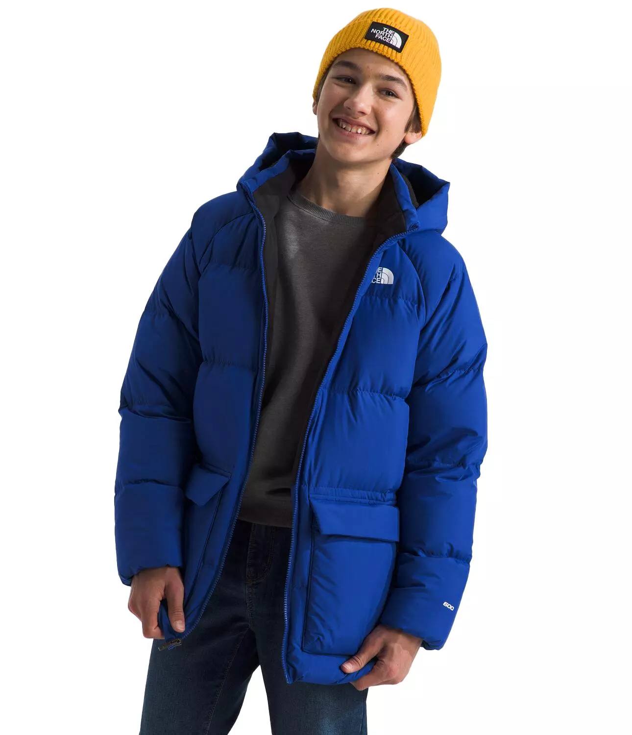 The North Face Big Kids' North Down Fleece-Lined Short Parka -Blue - BLUE