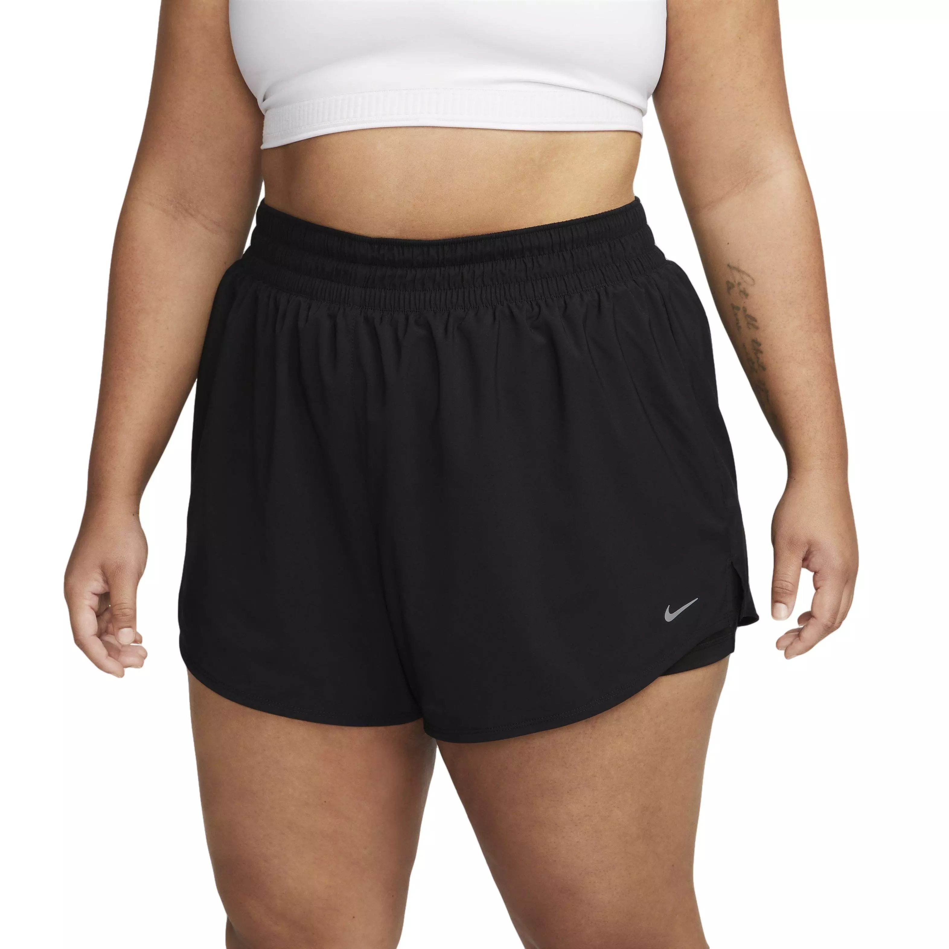 Nike Women's One Dri-FIT High-Waisted 3" 2-in-1 Shorts-Black - BLACK