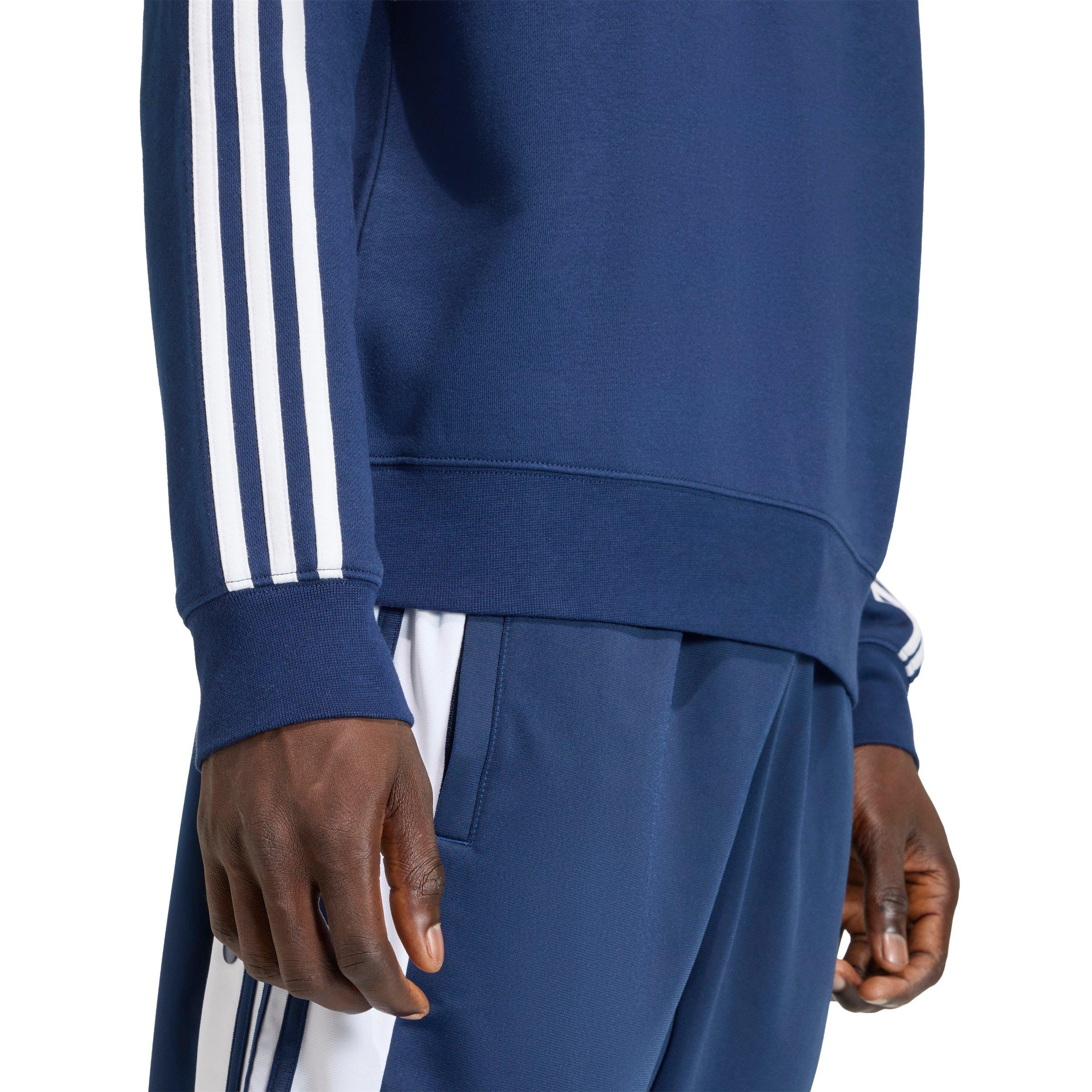 adidas Originals Men's 3-Stripes Crewneck Sweatshirt - Dark Blue - DARK BLUE Thumbnail View 3