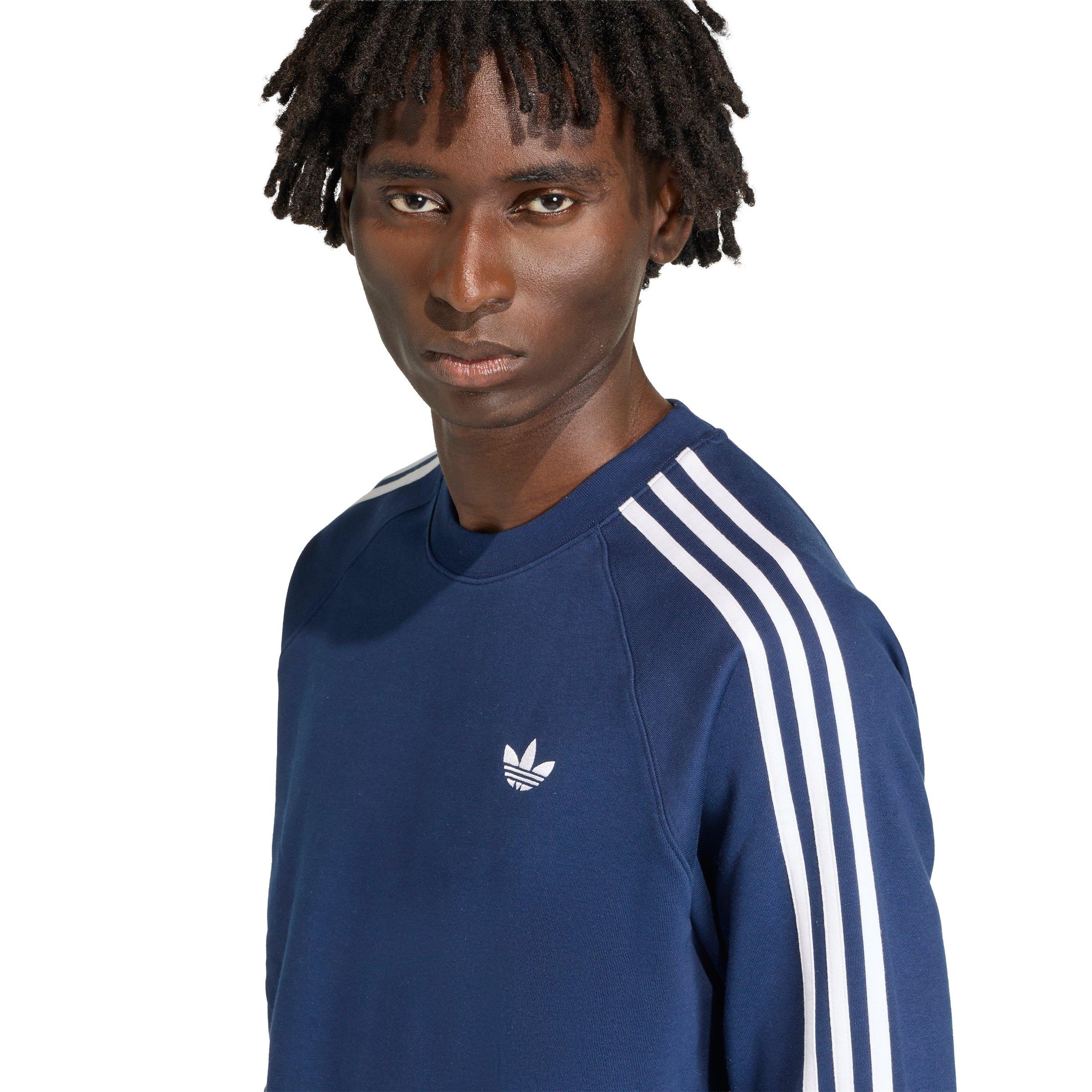 adidas Originals Men's 3-Stripes Crewneck Sweatshirt - Dark Blue - DARK BLUE Thumbnail View 4