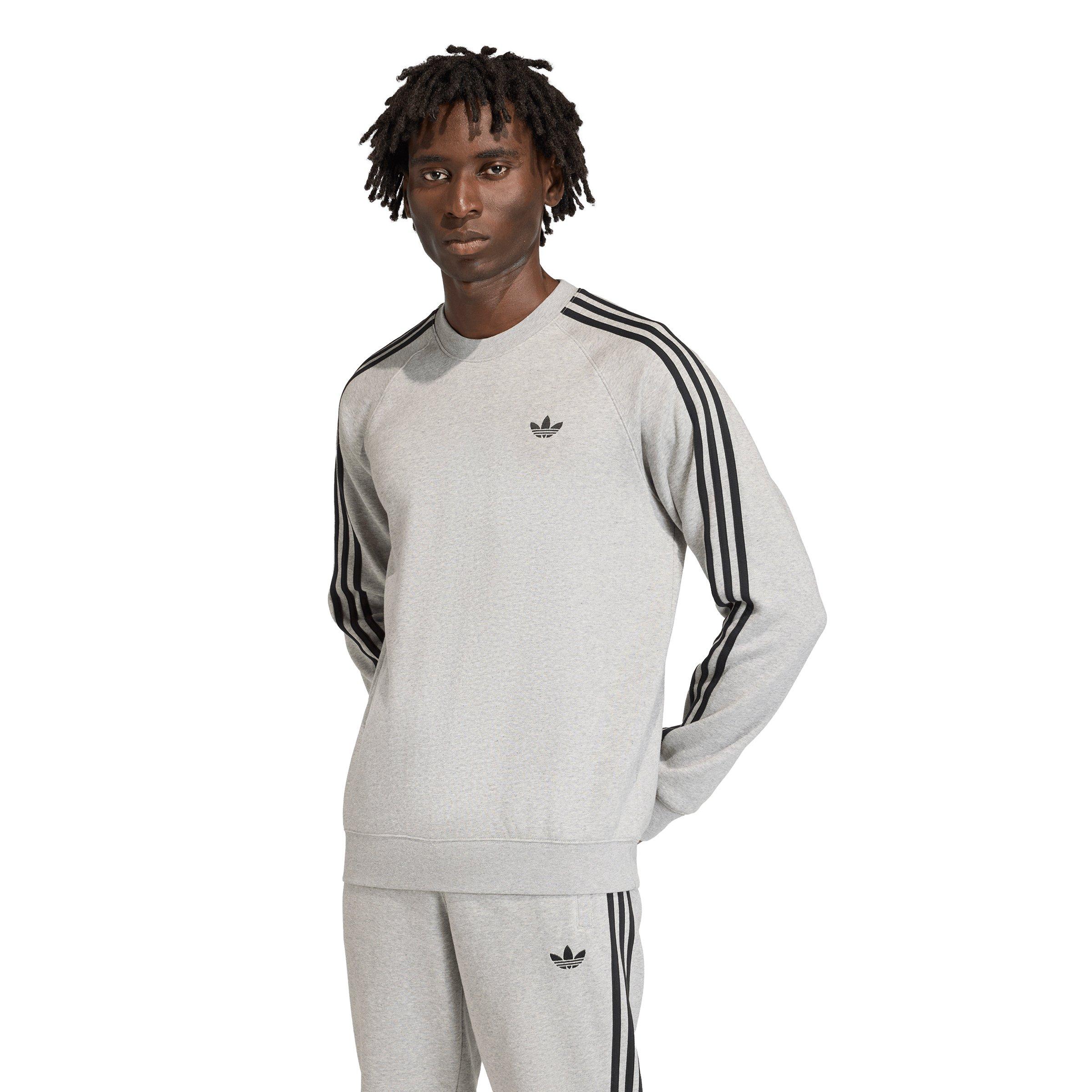 adidas Originals Men's 3-Stripes Crewneck Sweatshirt - Grey - GREY Thumbnail View 1