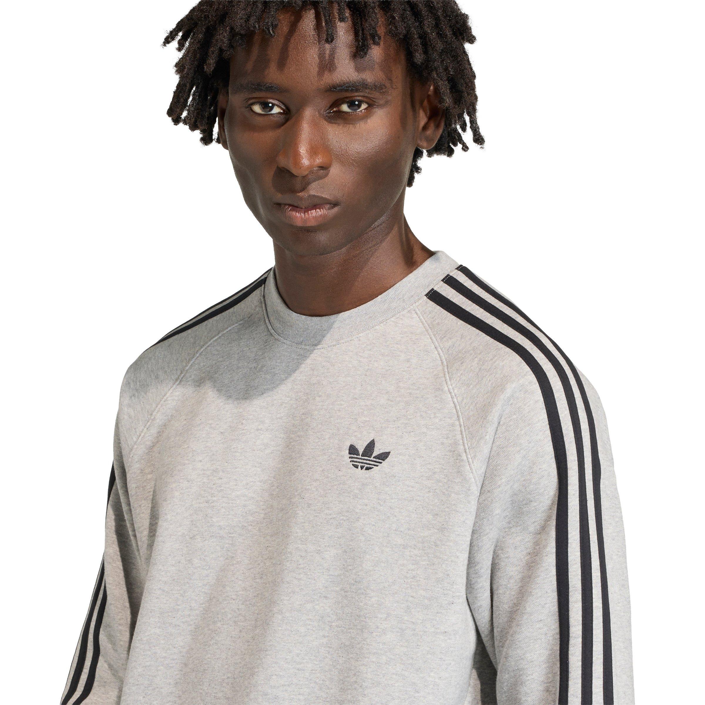 adidas Originals Men's 3-Stripes Crewneck Sweatshirt - Grey - GREY Thumbnail View 4