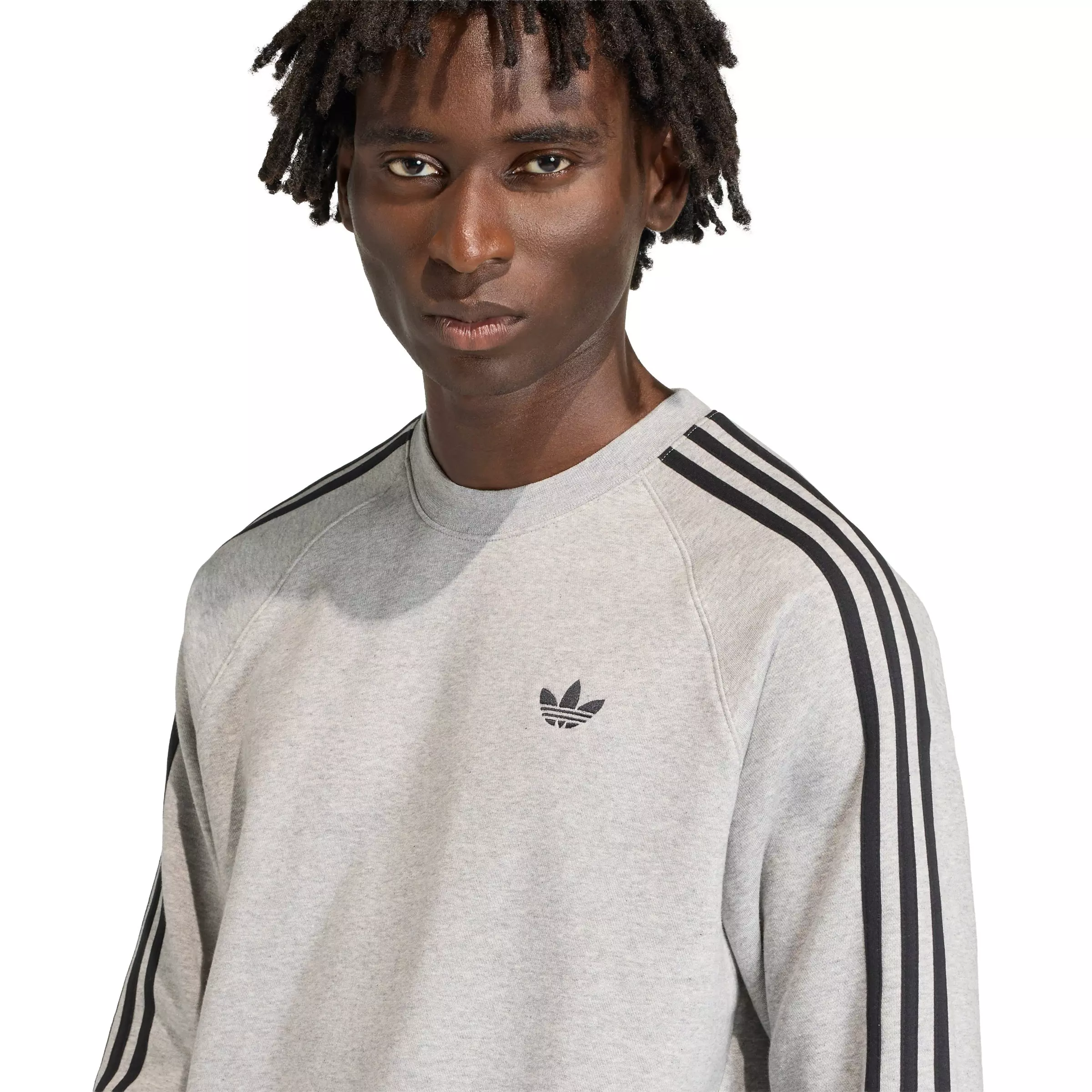adidas Originals Men's 3-Stripes Crewneck Sweatshirt - Grey - GREY