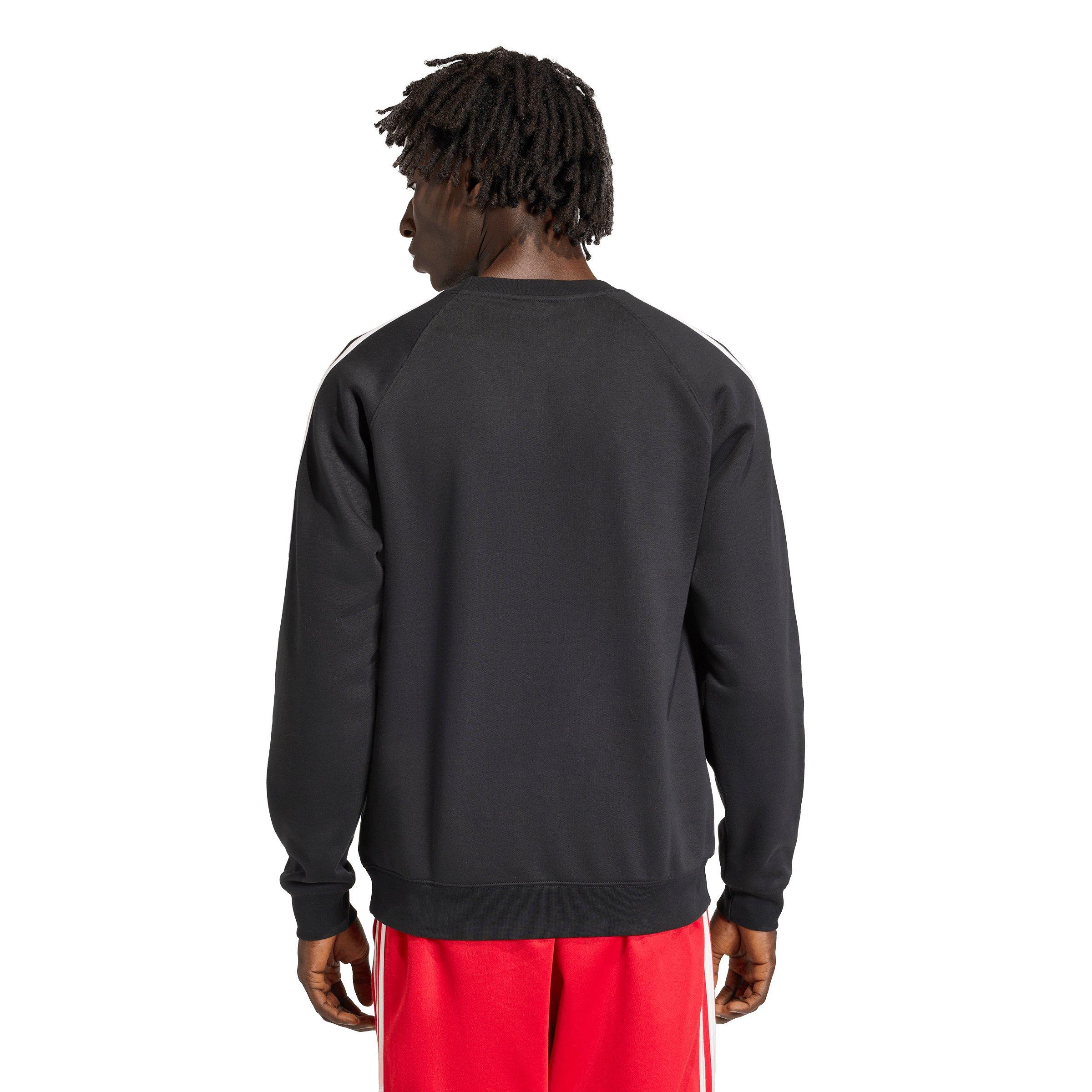 adidas Originals Men's 3-Stripes Crewneck Sweatshirt - Black - BLACK Thumbnail View 2