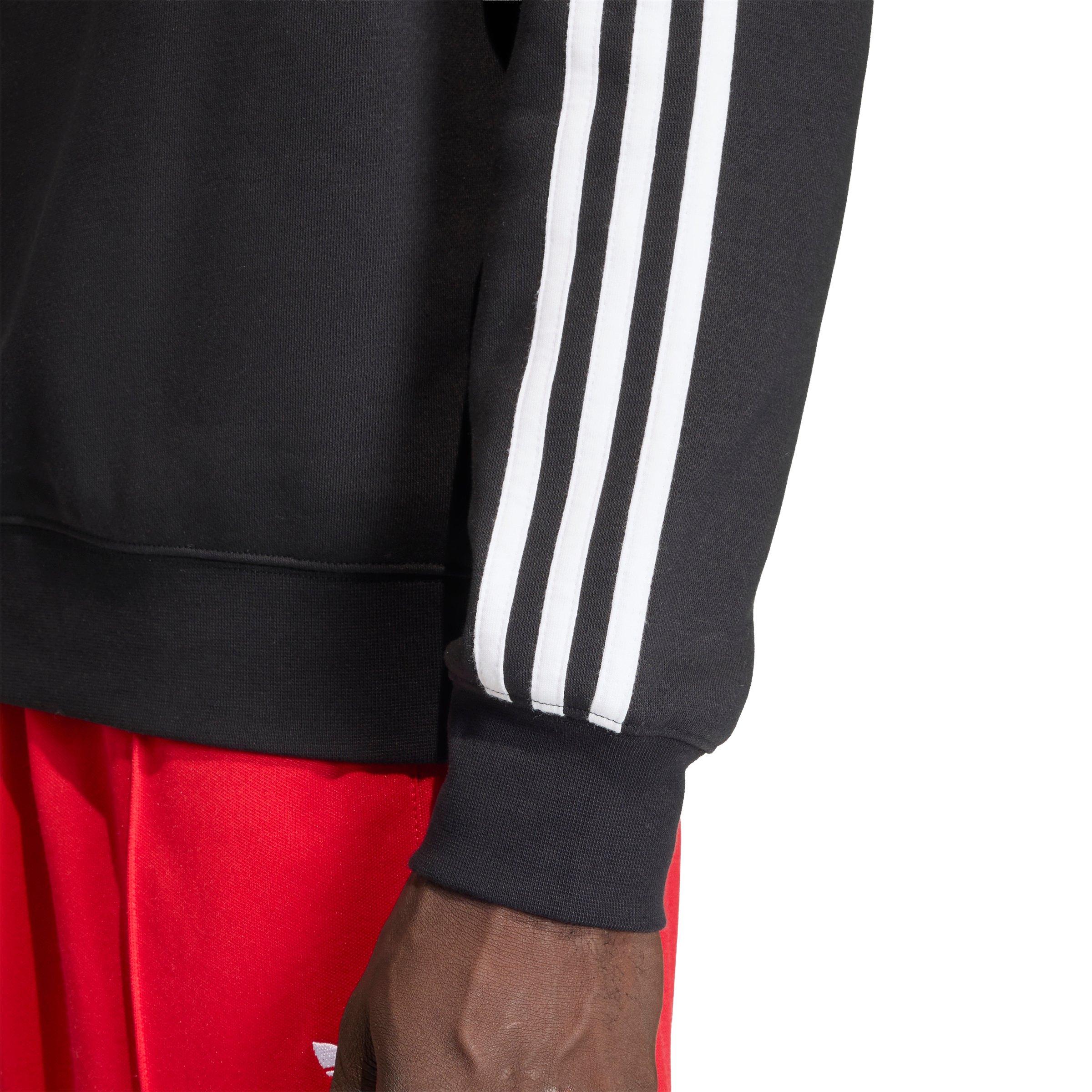 adidas Originals Men's 3-Stripes Crewneck Sweatshirt - Black - BLACK Thumbnail View 3