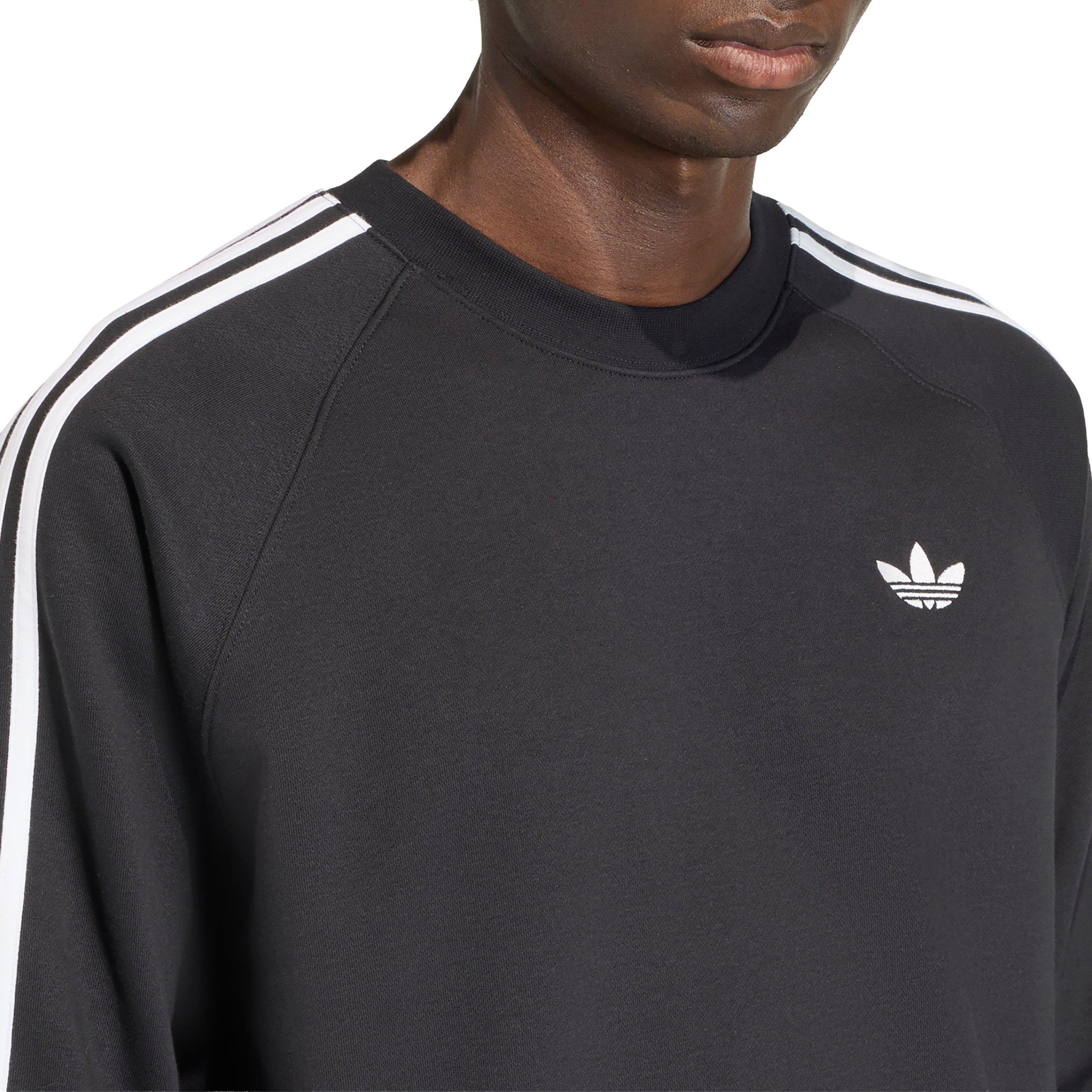 adidas Originals Men's 3-Stripes Crewneck Sweatshirt - Black - BLACK Thumbnail View 4