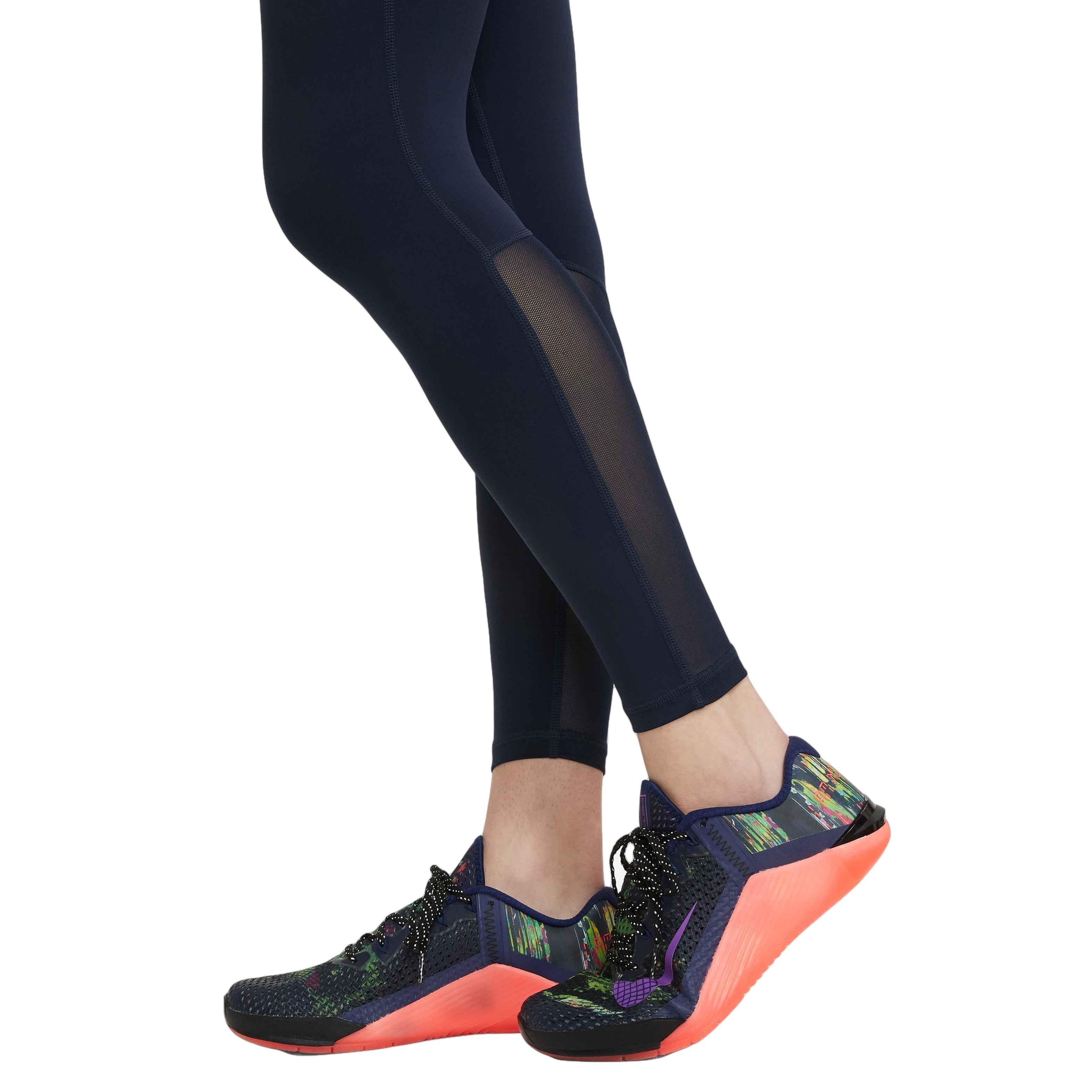 Nike Women's Pro 365 Mid-Rise Mesh-Paneled Leggings-Blue - BLUE Thumbnail View 4