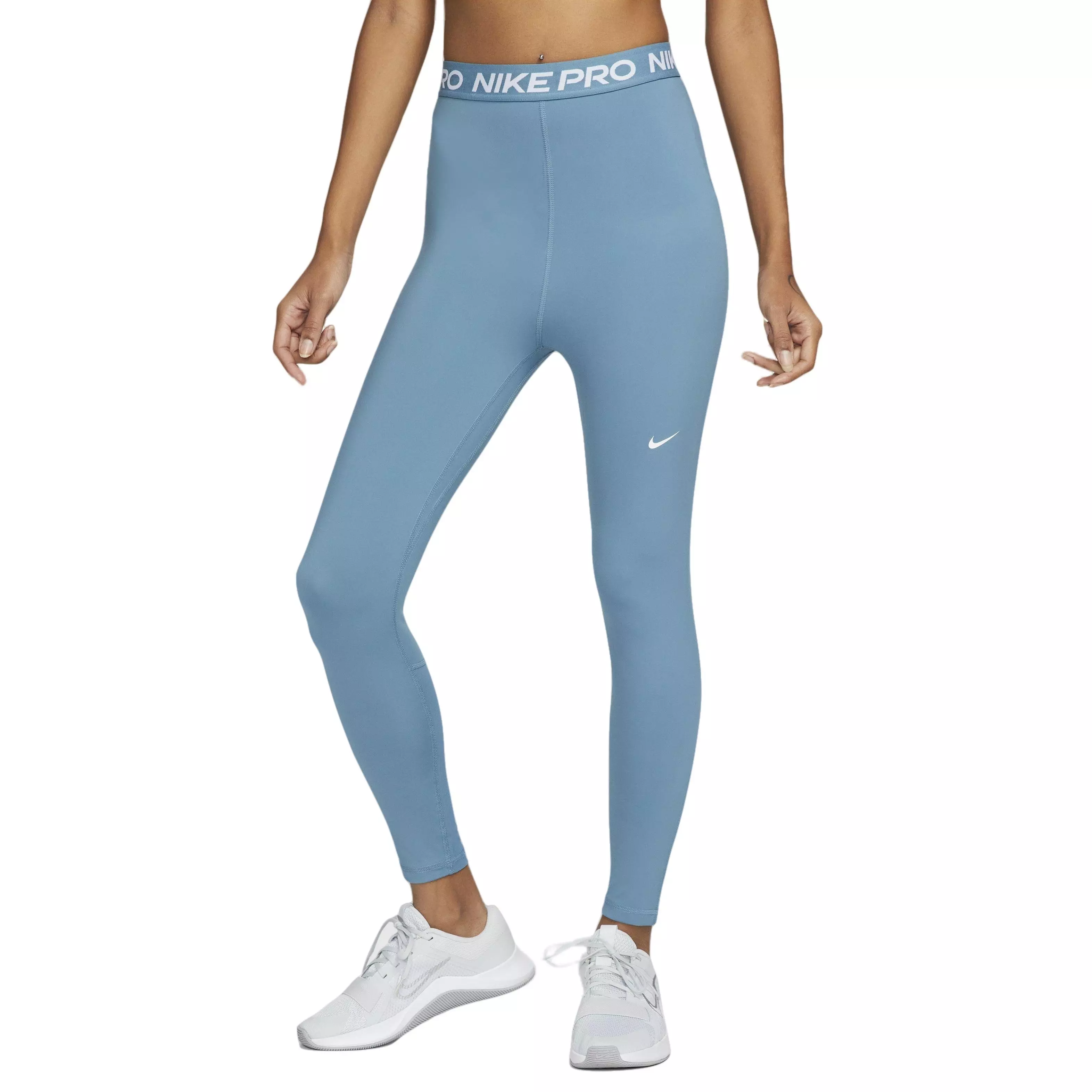 Buy Nike Mid Rise 7/8 Mesh Paneled Leggings In Blue