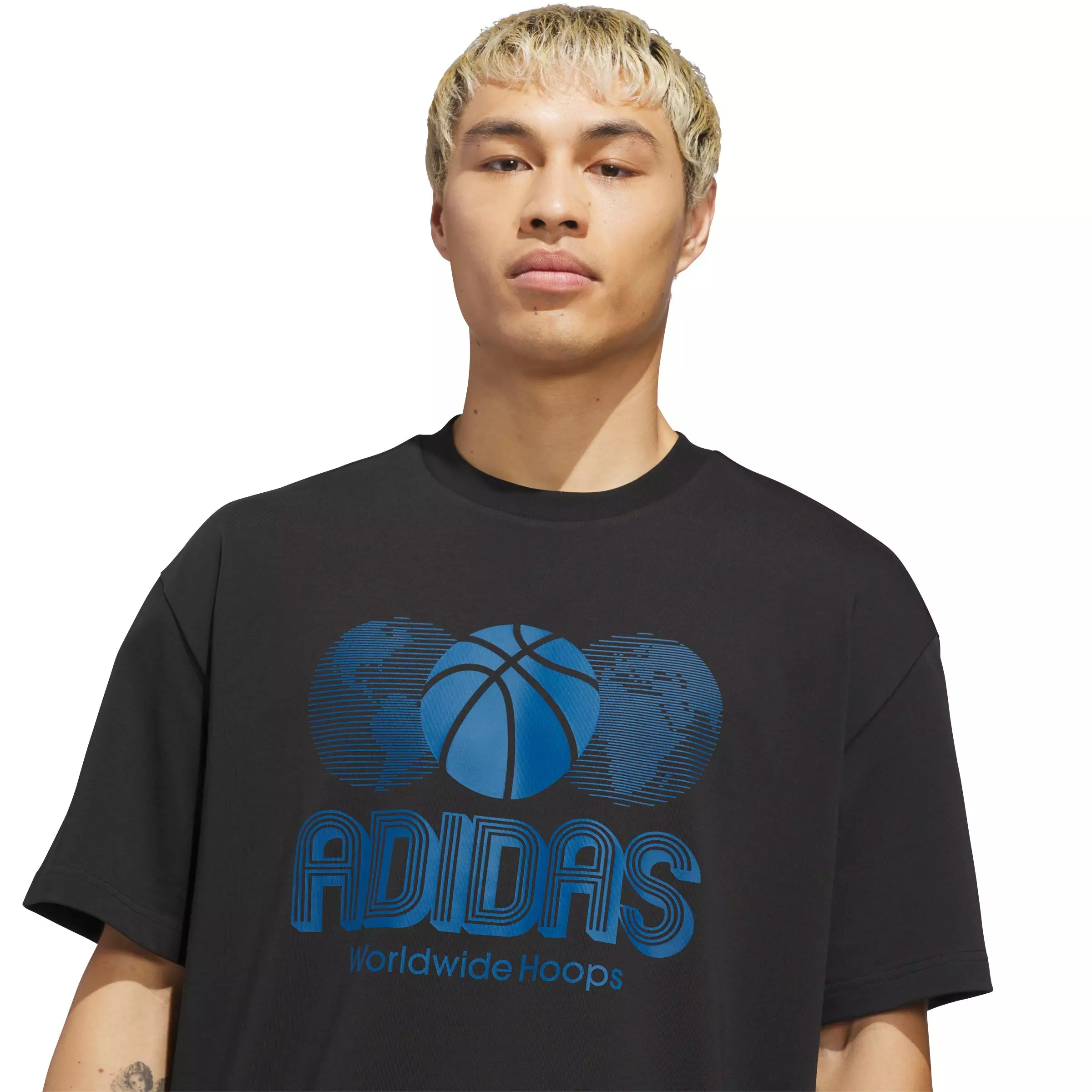 adidas Men's World Wide Hoops Global Basketball T-Shirt - Black - BLACK