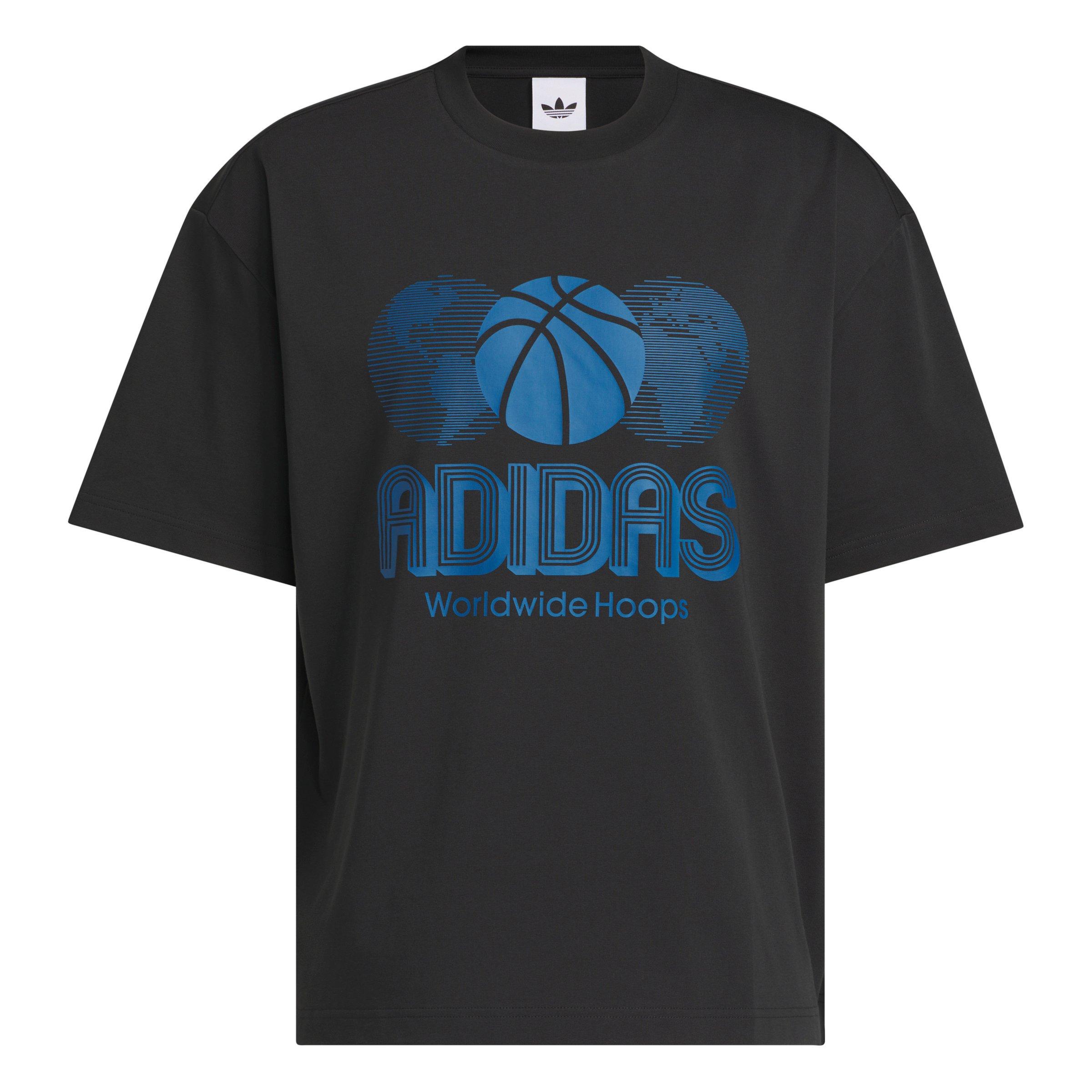adidas Men's World Wide Hoops Global Basketball T-Shirt - Black - BLACK Thumbnail View 6