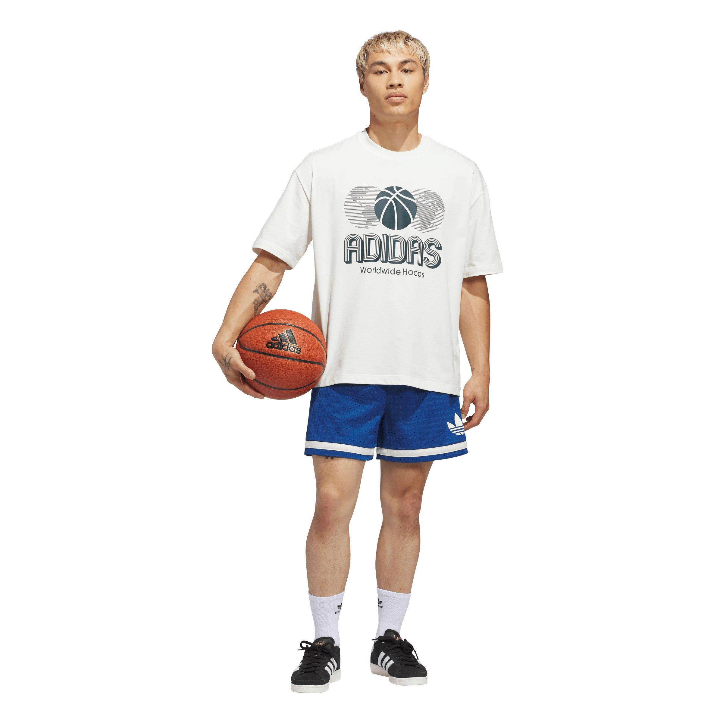 adidas Men's World Wide Hoops Global Basketball T-Shirt - Cream - CREAM Thumbnail View 5