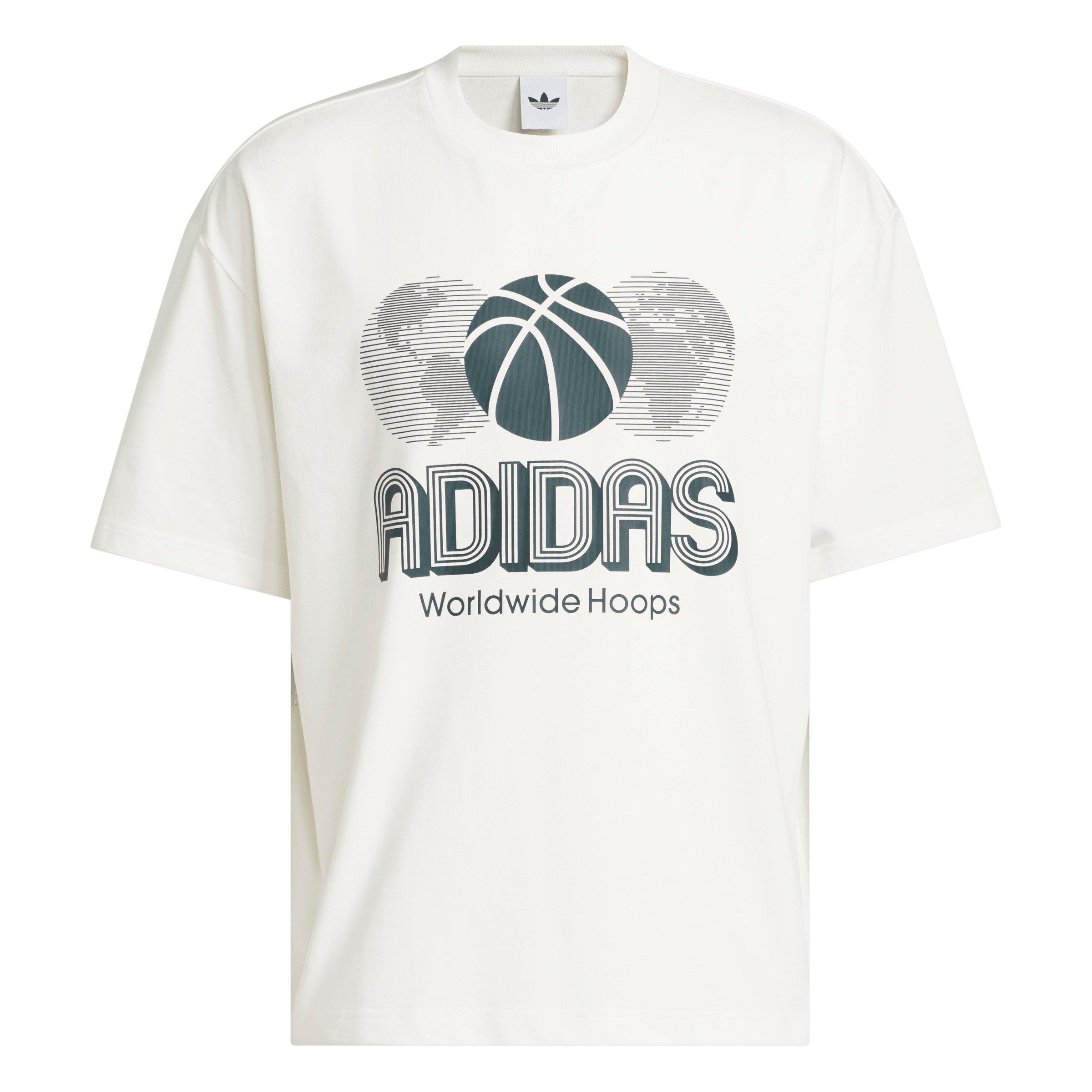 adidas Men's World Wide Hoops Global Basketball T-Shirt - Cream - CREAM Thumbnail View 6