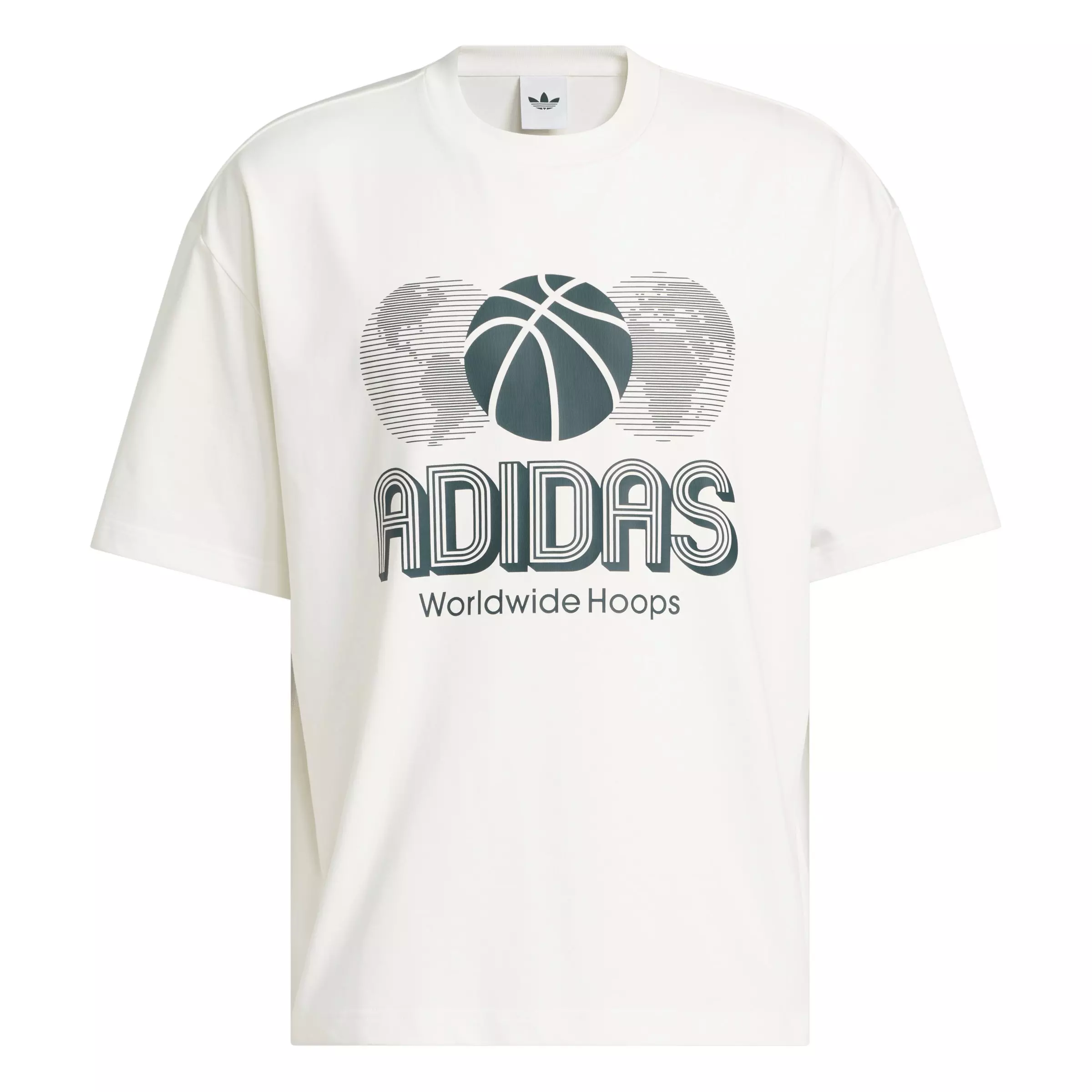 adidas Men's World Wide Hoops Global Basketball T-Shirt - Cream - CREAM